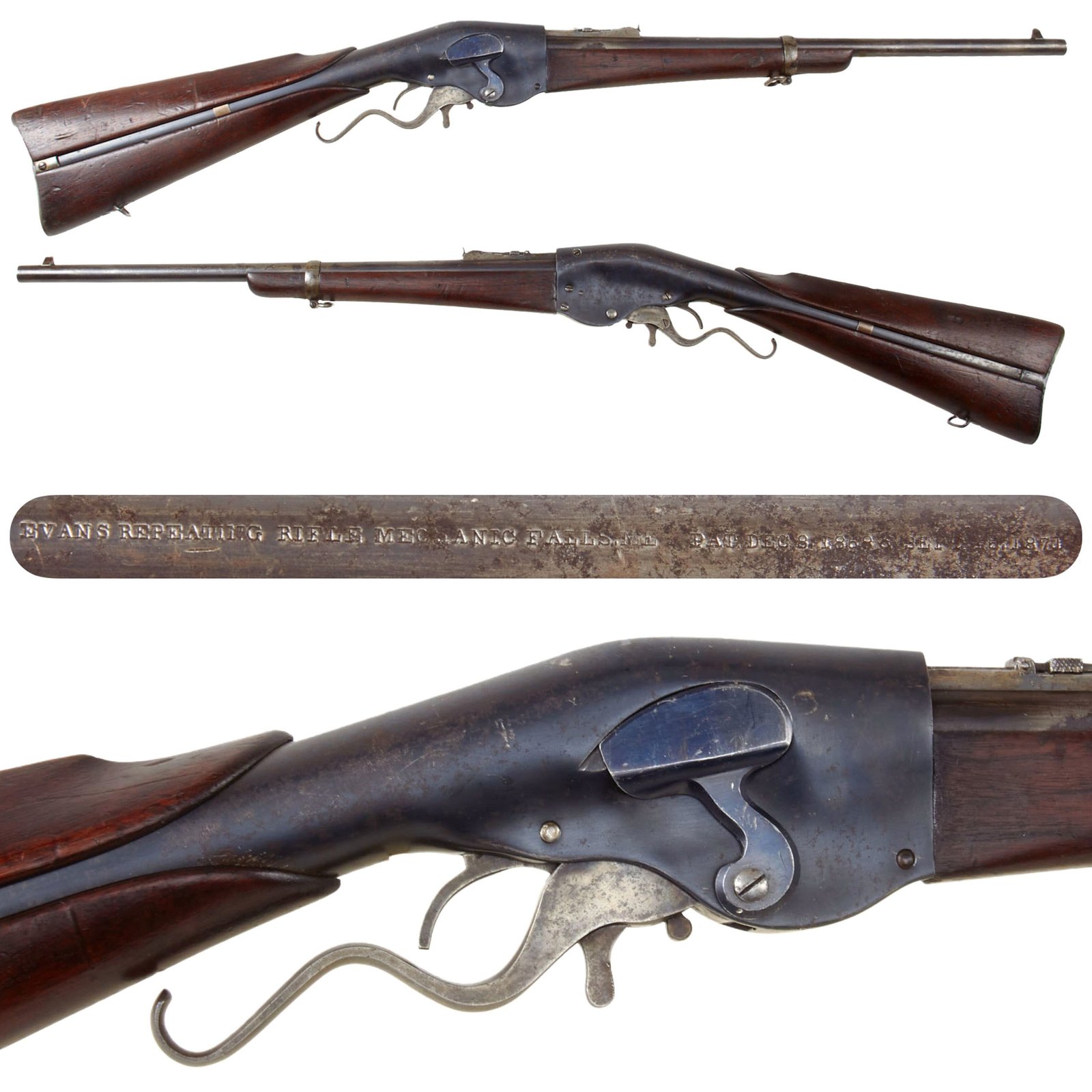 Original U.S. Evans 1877 New Model .44 Caliber Repeating Carbine - 28 Round Magazine - Excellent Bore