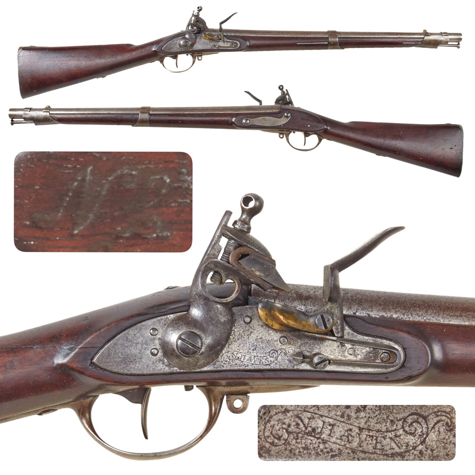 Original U.S. Model 1812 Flintlock Musket by Eli Whitney with N. HAVEN Lock Marking Converted to Artillery Carbine - c. 1812 - 1816