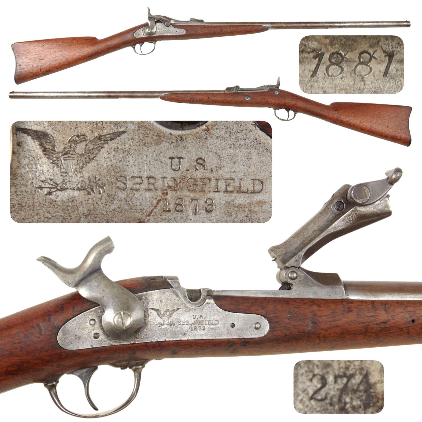Original U.S. Rare Springfield Trapdoor Model 1881 "Forager" 20 Gauge Shotgun - Serial 274