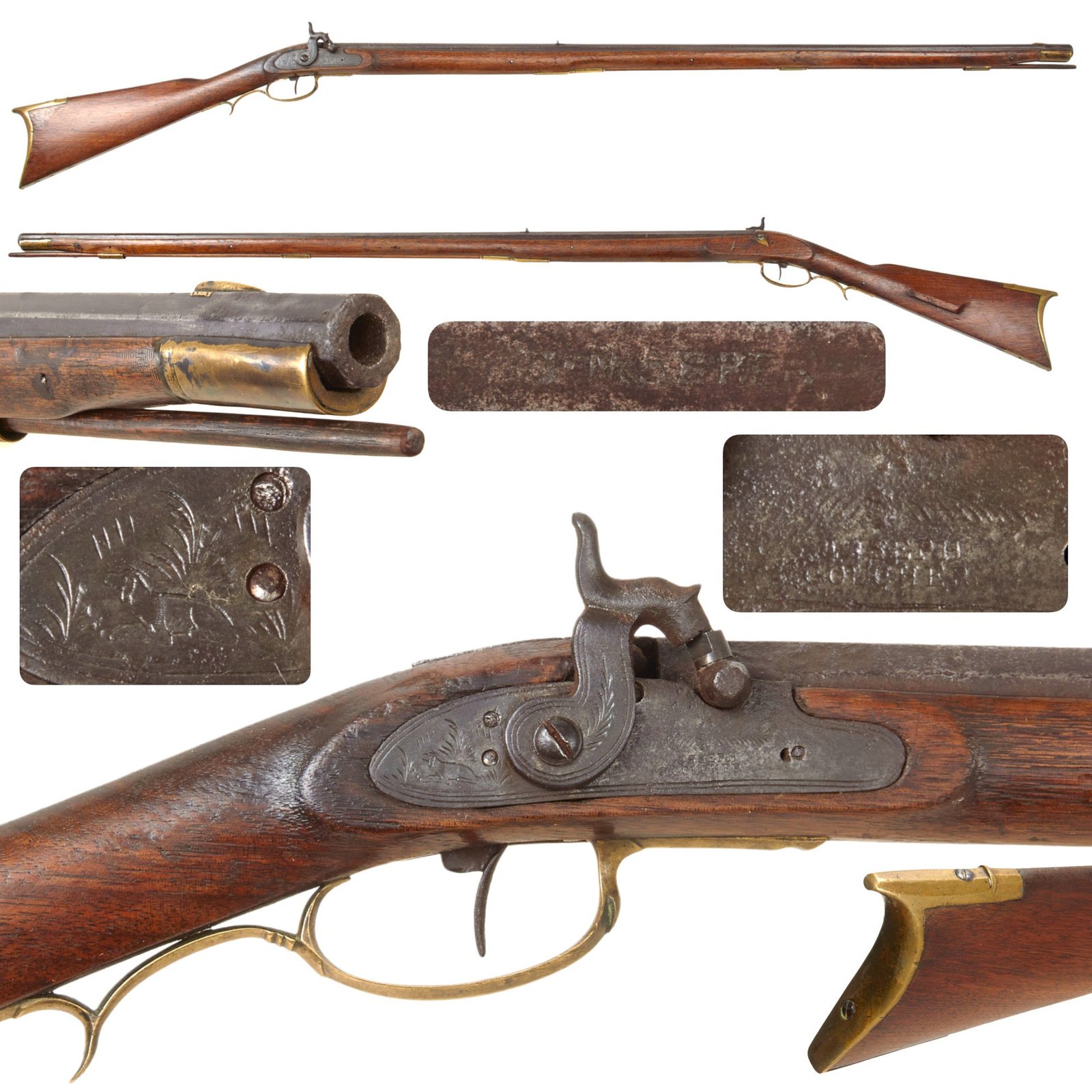 Original U.S. Percussion Rifle by James Marker of Maryland with Trade Lock by Joseph Golcher - Circa 1850