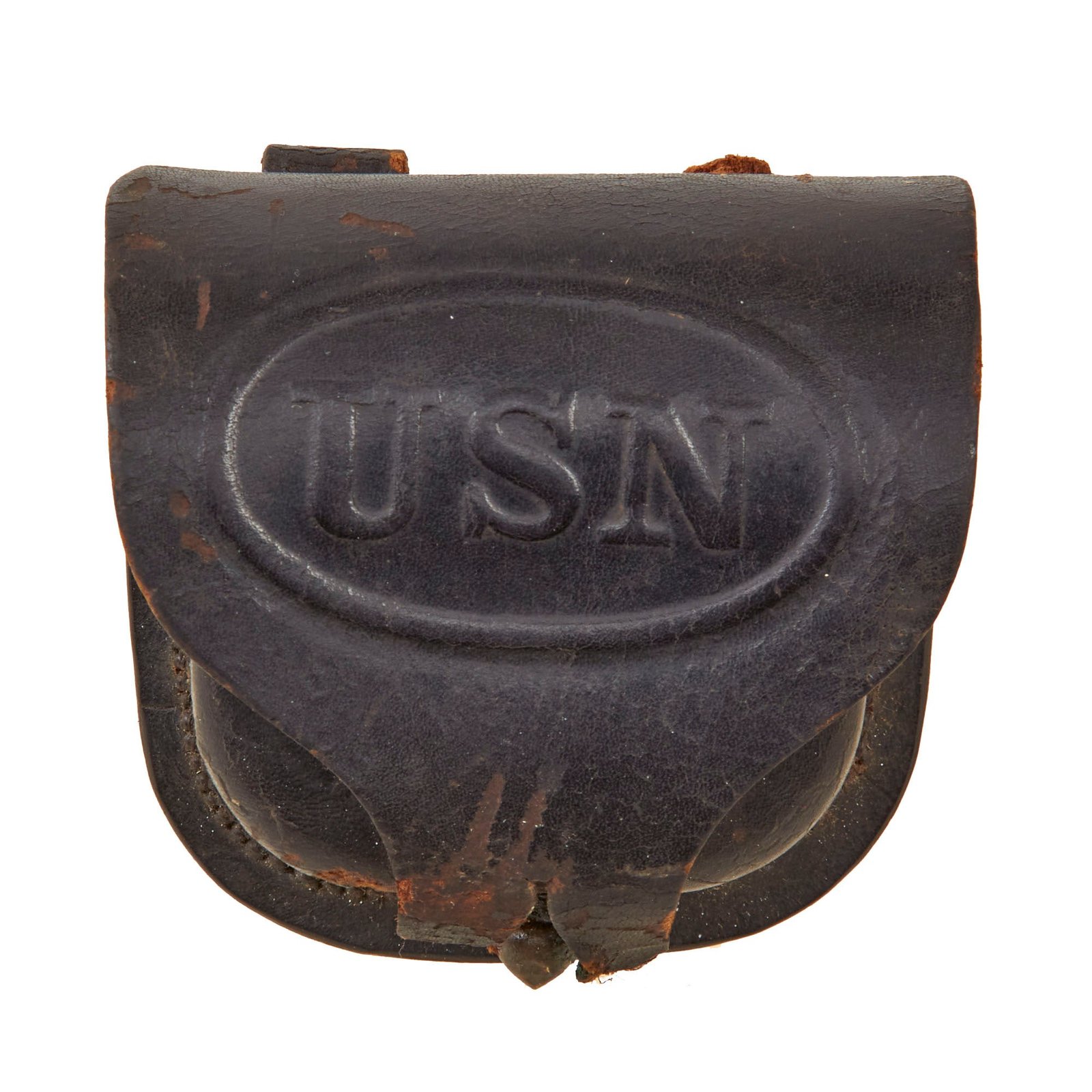 Original U.S. Civil War USN Navy Issue Federal Percussion Cap Box Pouch by Reuben Nece with Inspector Stamp - Rare