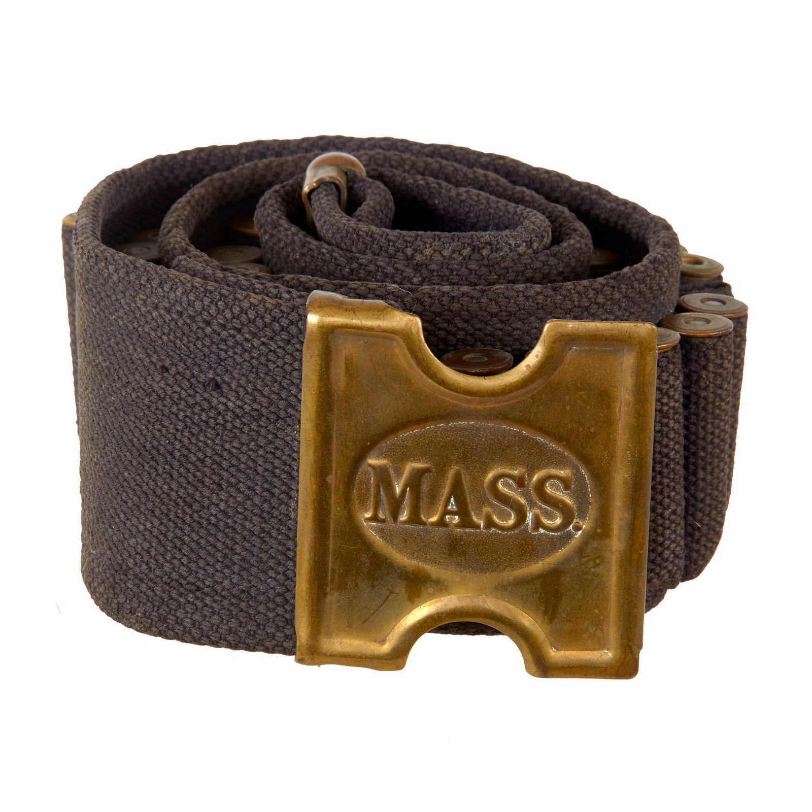 Original U.S. Spanish American War Blue Massachusetts National Guard MASS .45-70 Ammunition Belt by Mills with Thirty-Nine Shell Casings