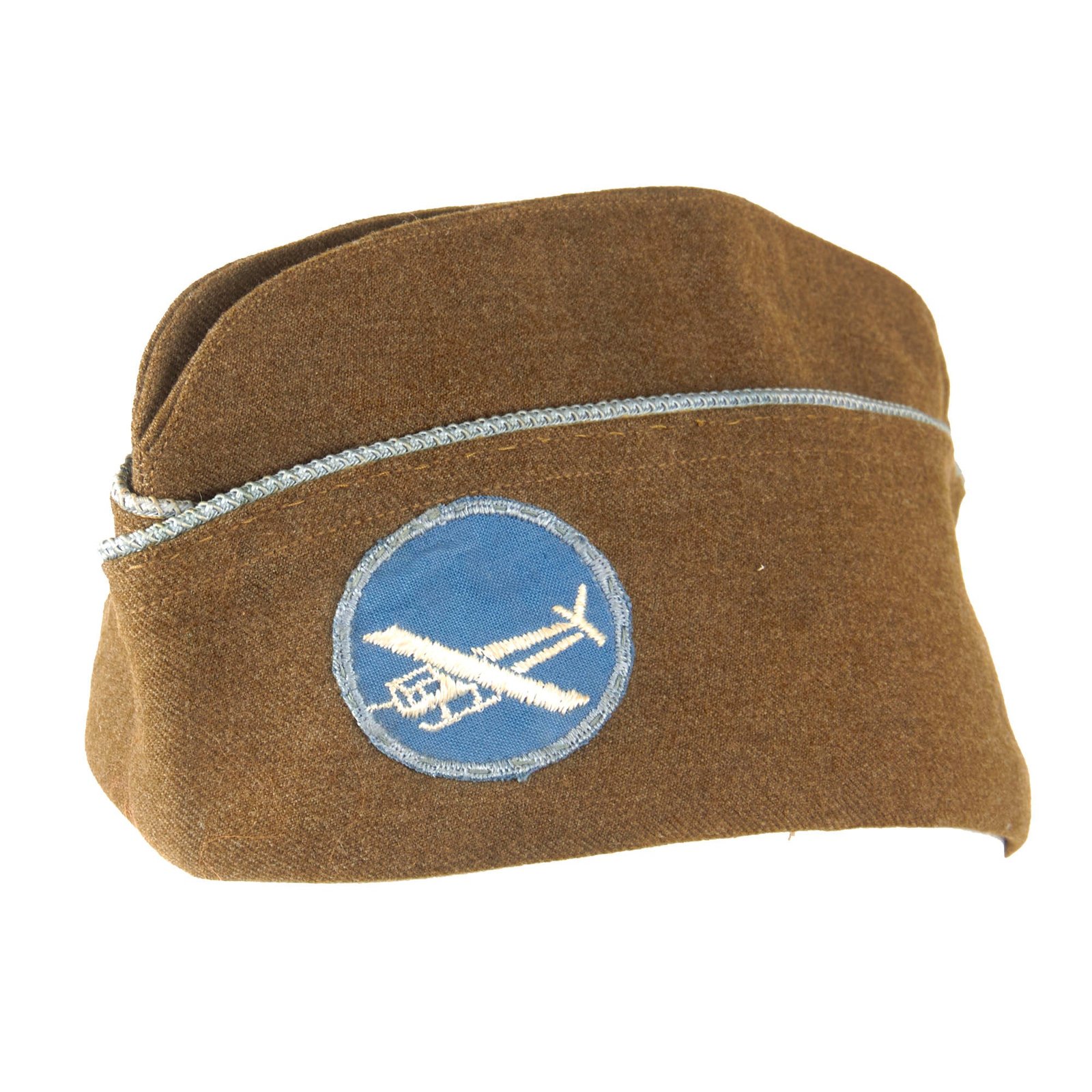 Original U.S. WWII Airborne Enlisted Garrison Cap with Infantry Piping & Glider Patch - Size 7