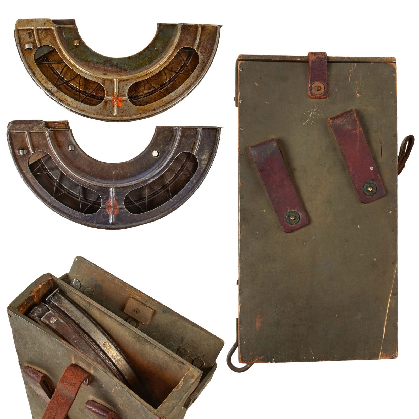 Original French WWI Pair of Modèle 1915 CSRG Chauchat Magazines in Wooden Finnish Transit Case Marked SK.Y