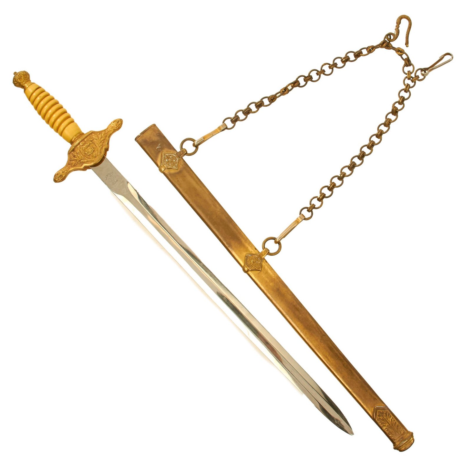 Original Spanish Civil War Era Spanish Air Force Officer’s Dagger with Scabbard & Chain Hanger by NF Toledo