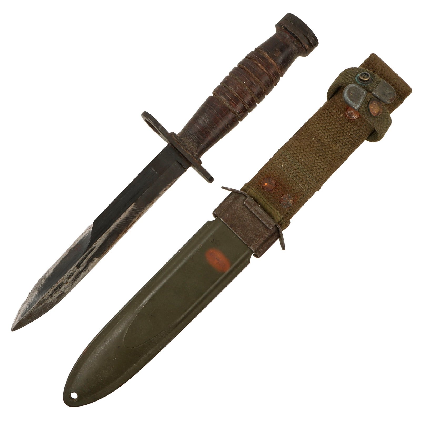 Original U.S. WWII M4 Bayonet by Kinfolks for the M1 Carbine with M8 Scabbard
