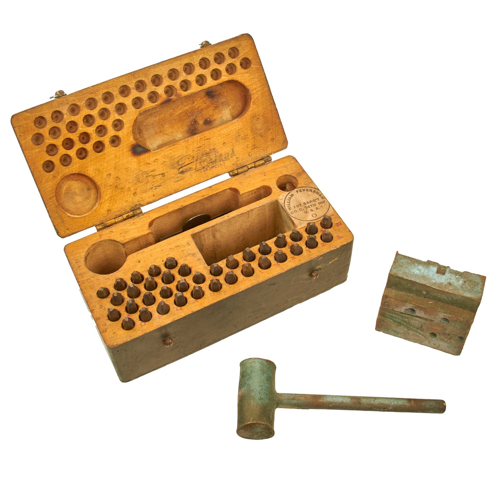 Original U.S. WWI “Marking Outfit For Stamping Metal” M1910 Dog Tag Stamping Kit - Nearly Complete & Reinspected for WWII