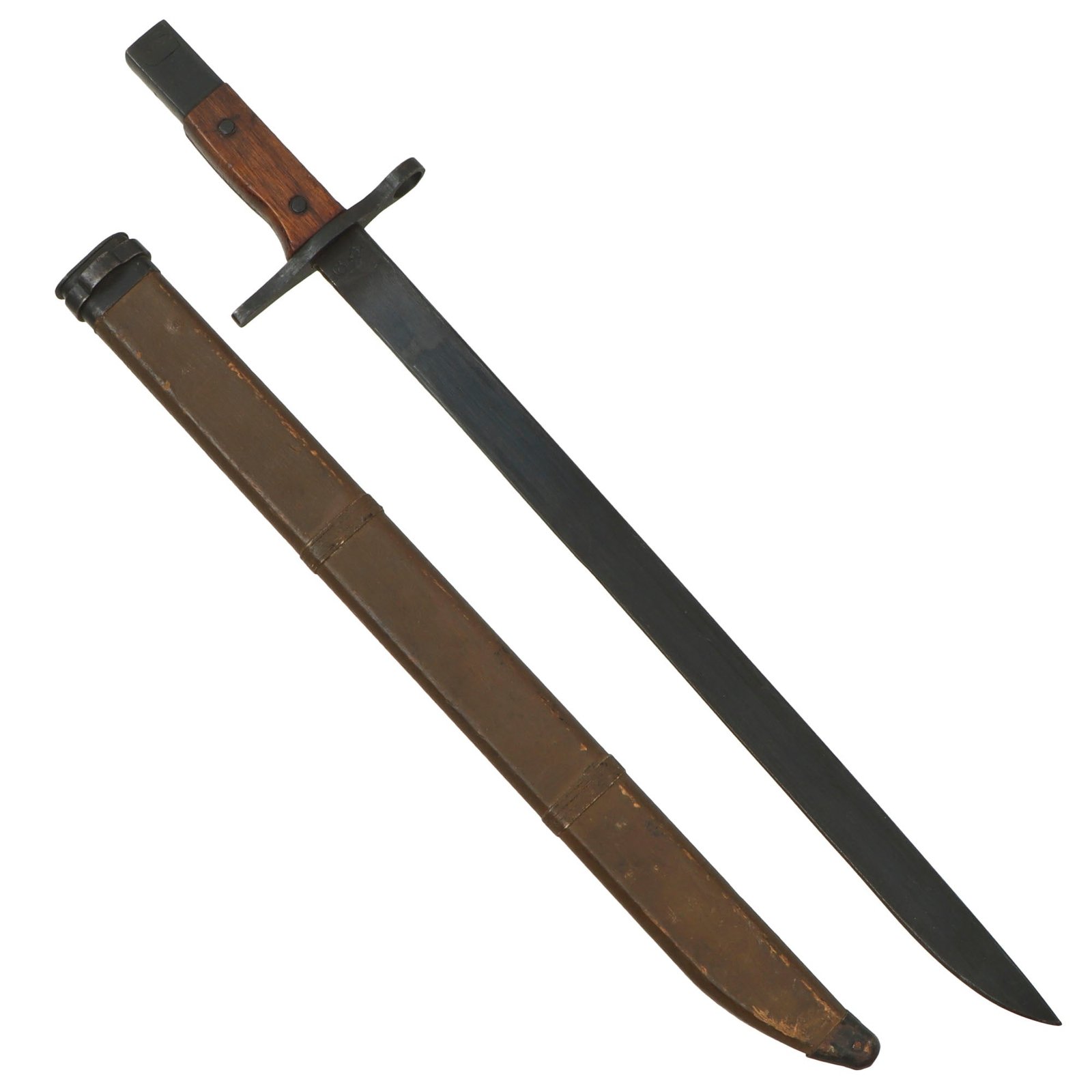 Original Japanese Late WWII Arisaka Type 30 Last Ditch Bayonet & Scarce Undamaged Wooden Scabbard by Toyoda Automatic Loom
