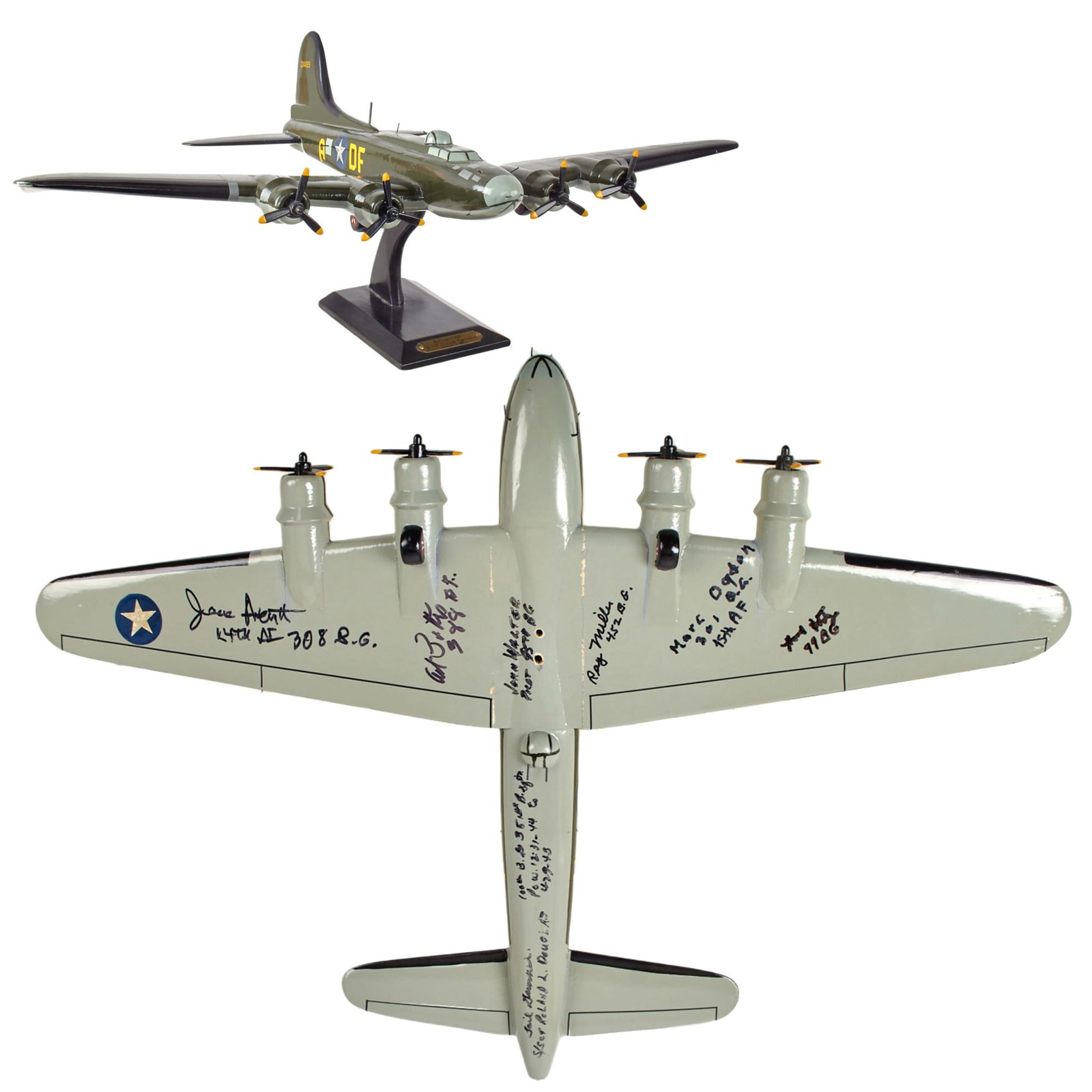 Original U.S. WWII B-17F “Flying Fortress” Model Plane Signed by Seven Veteran B-17 Crewmen - Scale 1/54