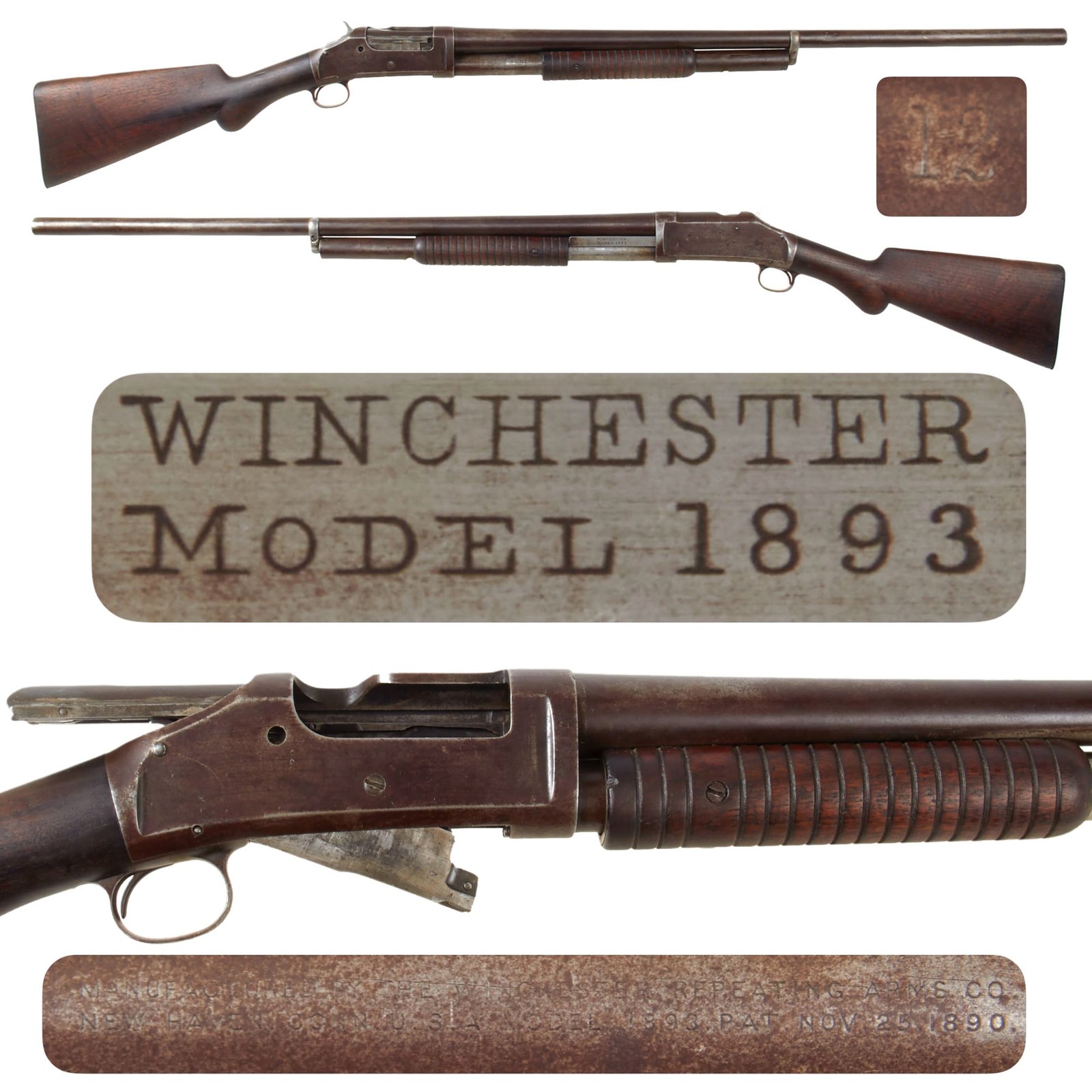 Original U.S. Winchester Model 1893 Pump Action Shotgun 12 ga with 29" Barrel - SN 4546 - Made 1893 - First Year of Production