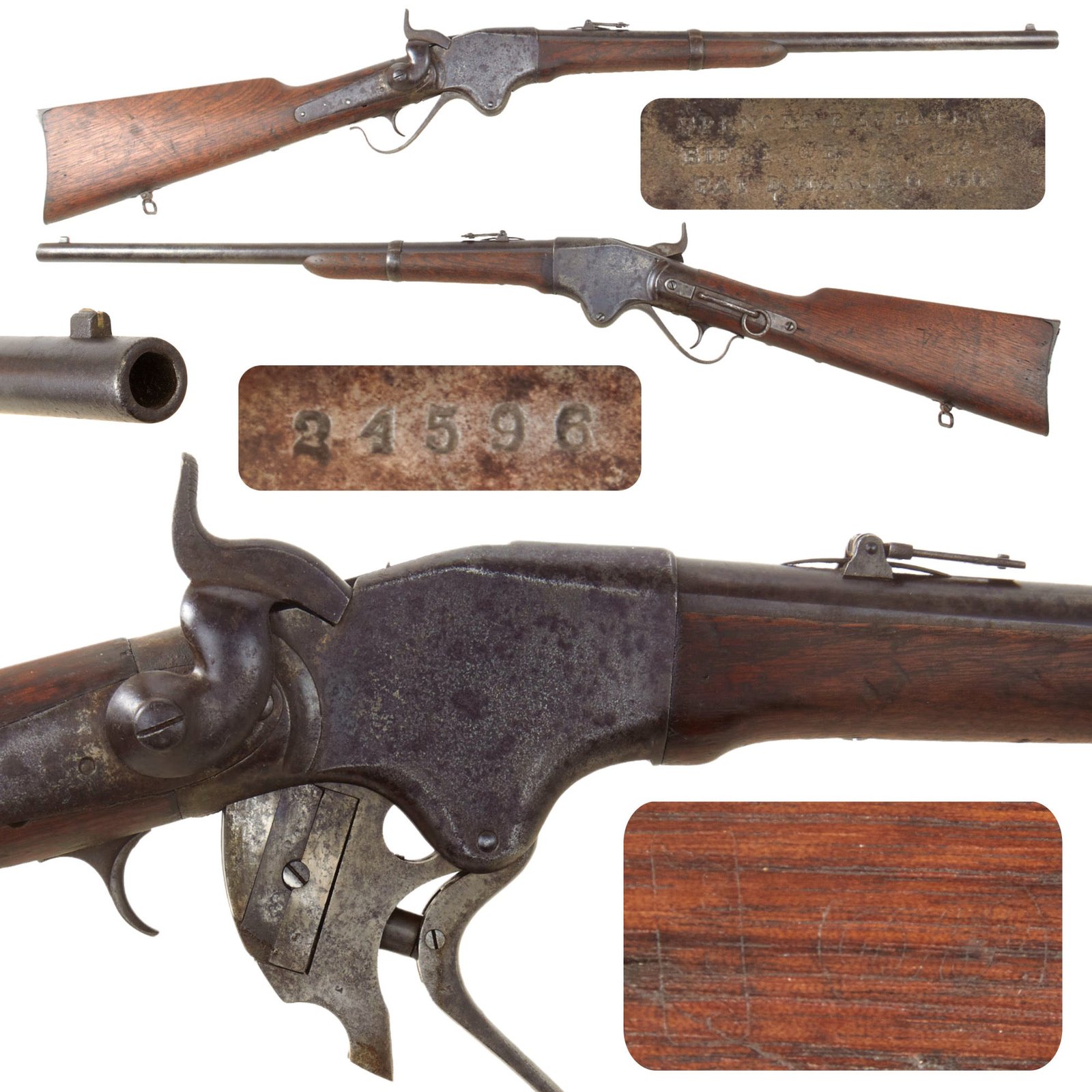 Original U.S. Civil War Model 1860 Spencer Repeating Saddle Ring Carbine Serial Number 24596 - Circa 1864