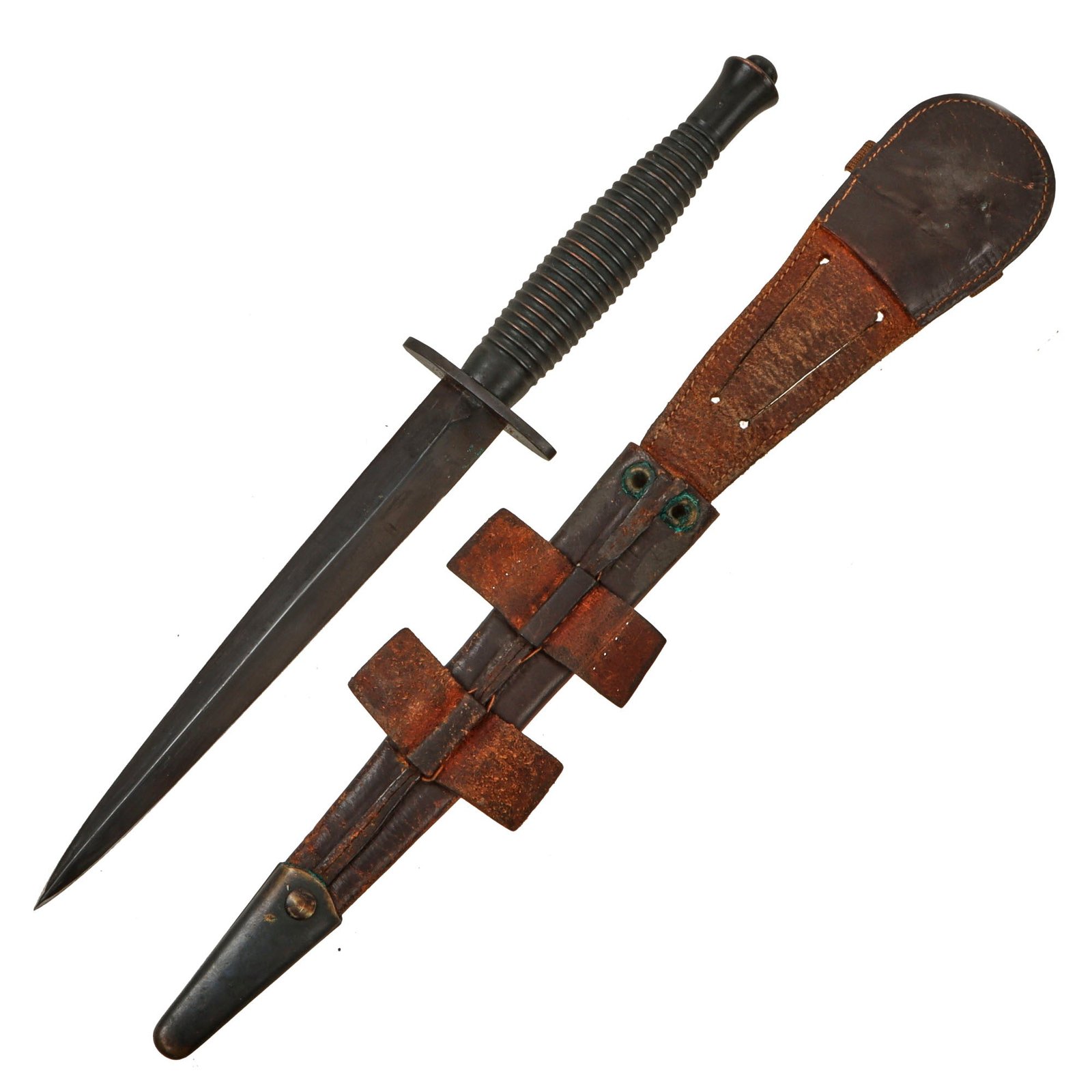 Original British WWII Import Marked 3rd Pattern Fairbairn Sykes Fighting Knife with Scabbard - Broad Arrow B2 Marked