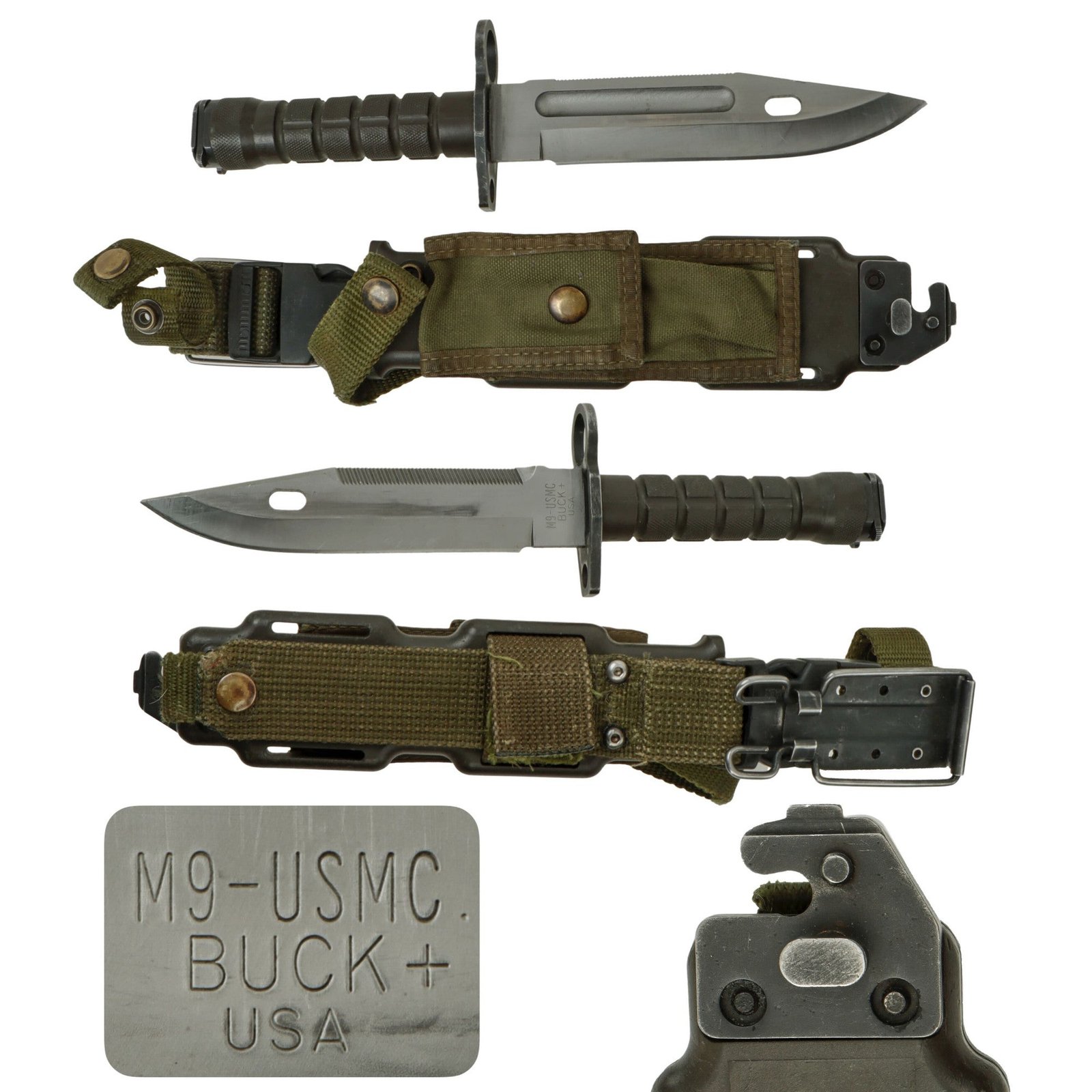 Original U.S. Cold War / GWoT Rare USMC M9 Buck+ Fixed Blade Combat Knife with M10 Wire Cutter Scabbard - 1 of 5,000 Produced