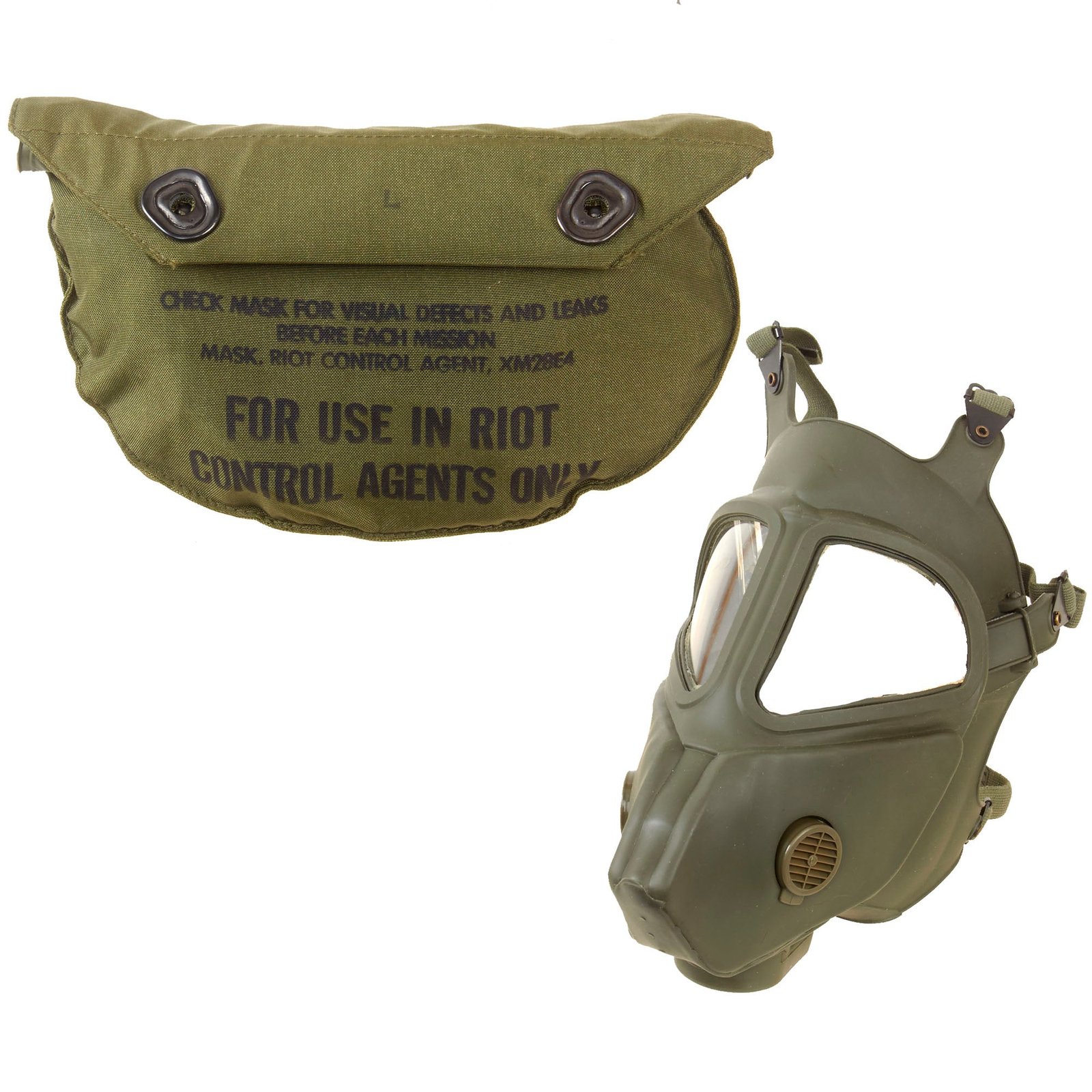 Original U.S. Vietnam War Era XM28E4 Grasshopper Riot Control Agent Gas Mask in Original Pouch - 1969 Dated