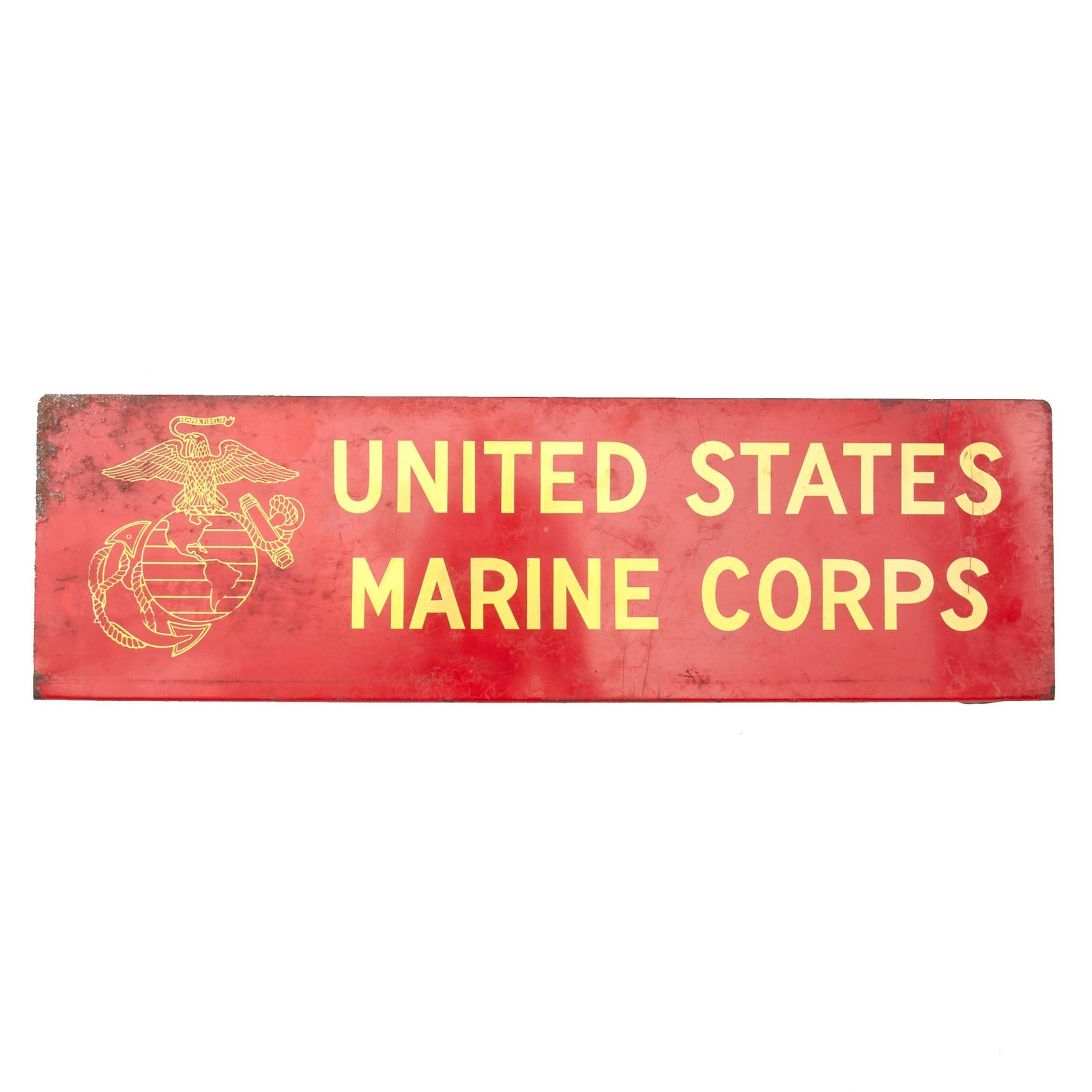 Original U.S. WWII / Korean War Era USMC Marine Corps Recruitment Office Sign - Painted Steel - 6 ½ x 22”