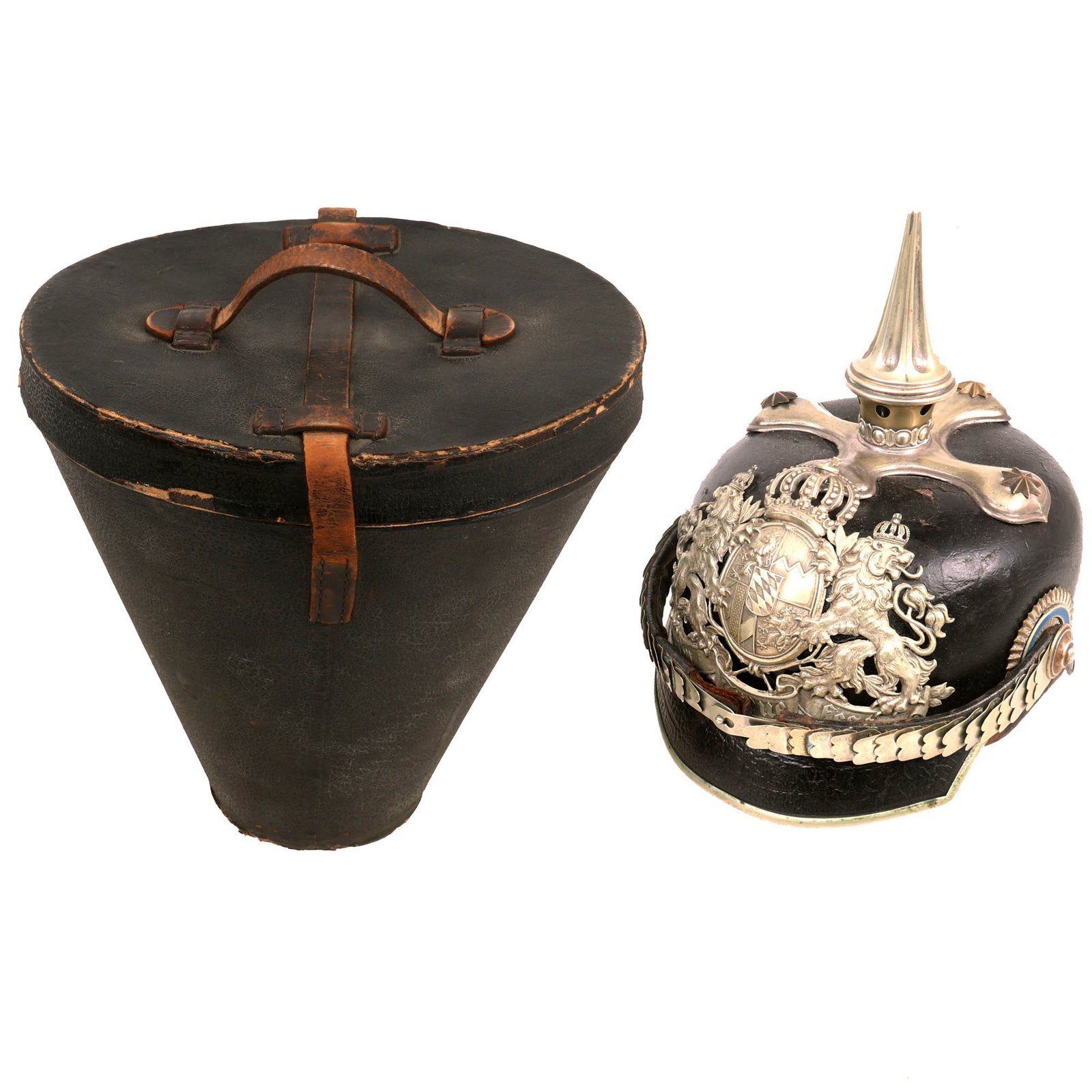 Buy Original German WWI Bavarian Model 1895 Infantry Officers Pickelhaube with Carry Case | Original Firearms Antique For Sale