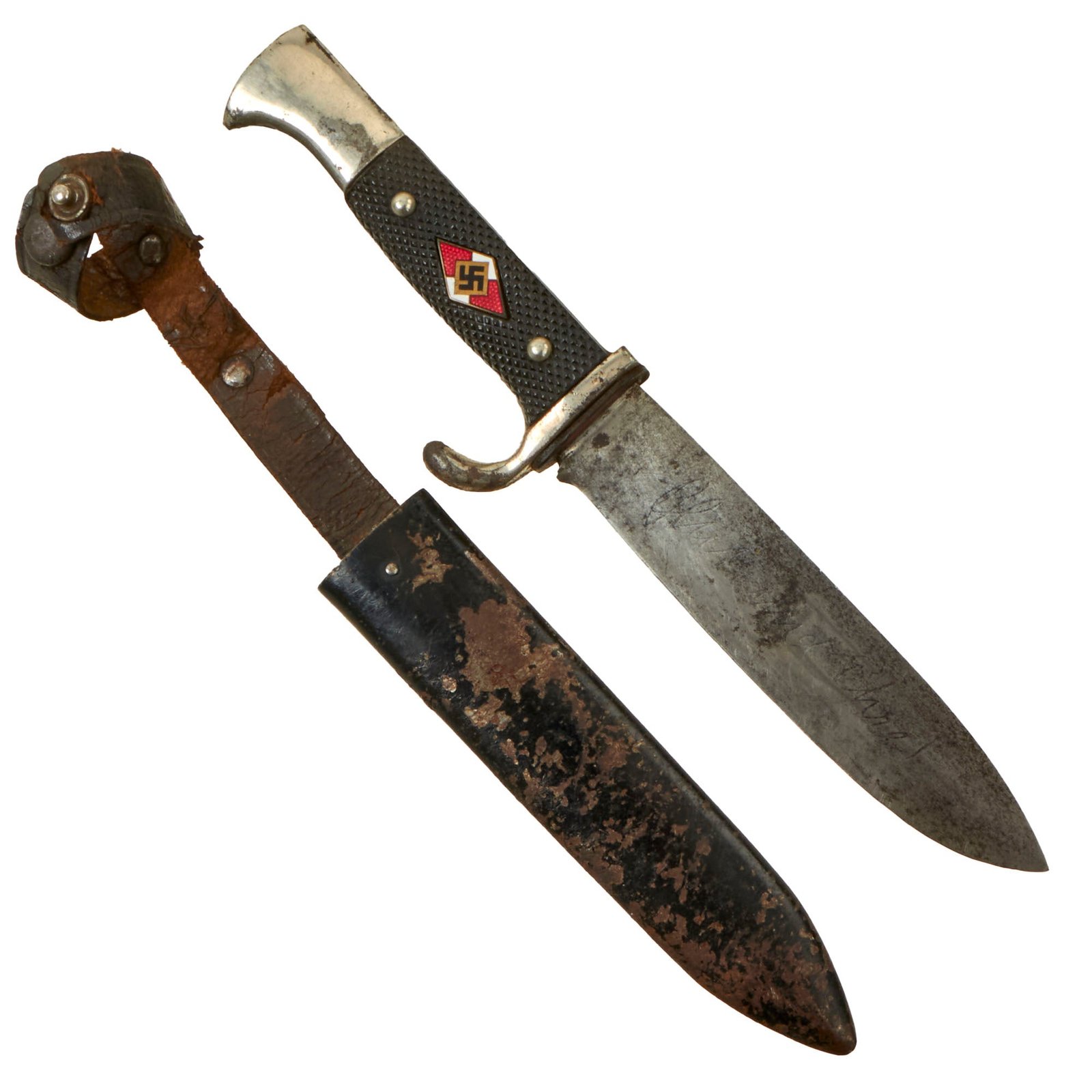Buy Original German WWII Early Motto Marked HJ Knife by Weyersberg, Kirschbaum & Cie of Solingen with Scabbard | Original Firearms Antique For Sale