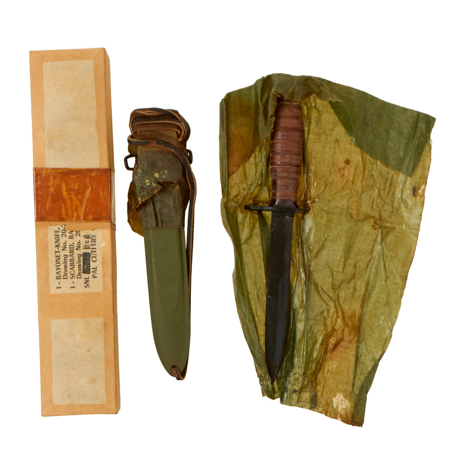 Buy Original U.S. WWII Unissued M4 Bayonet by PAL for the M1 Carbine with Updated M8 Scabbard Wrapped in Original Box | Original Firearms Antique For Sale