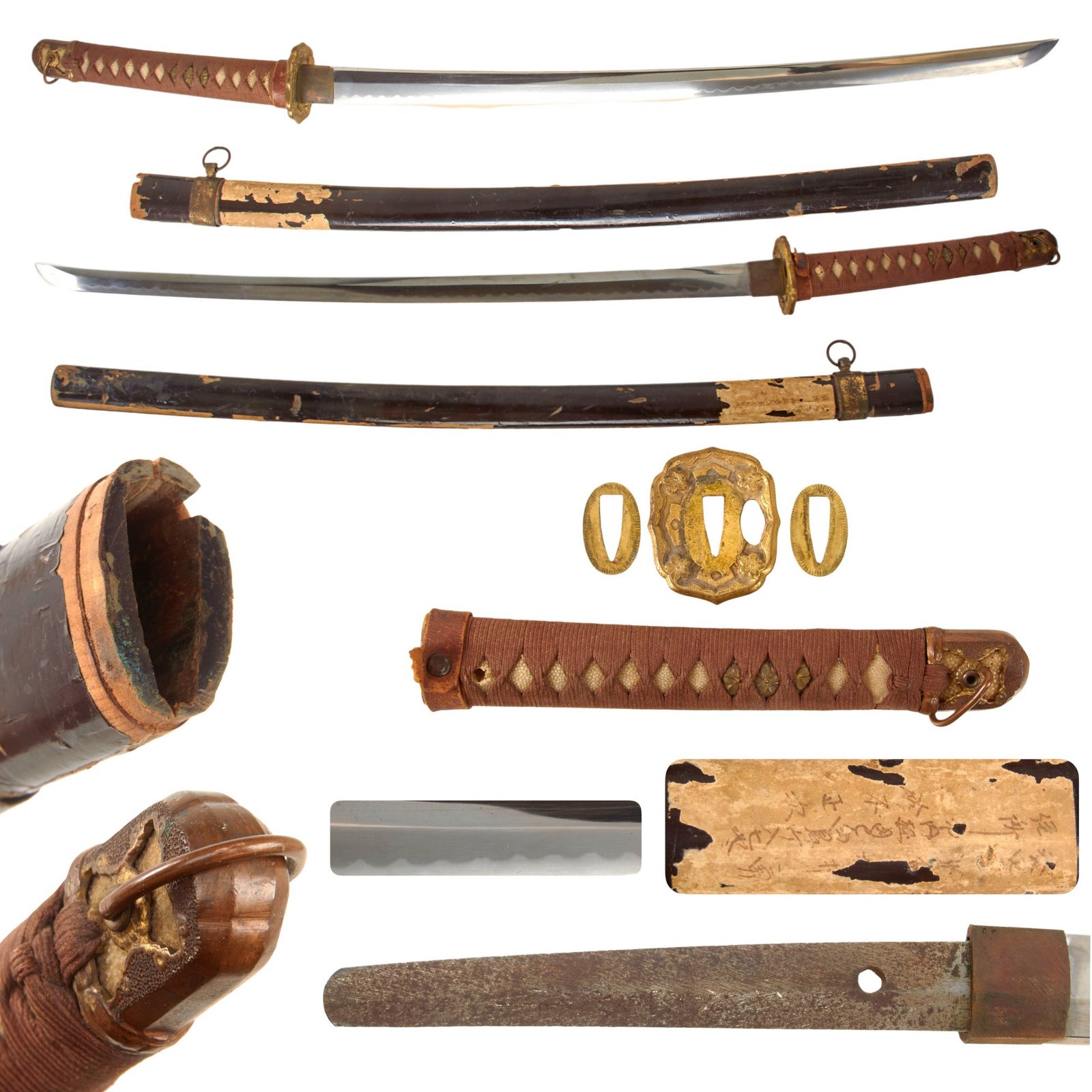 Original WWII Japanese Type 98 Shin-Gunto Handmade Katana by MASAYASU Dated 1942 with Lacquered Wooden Scabbard
