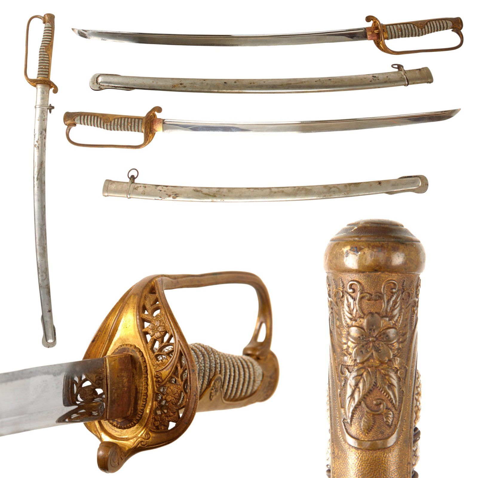 Original Japanese Pre-WWII Army Company Grade Officer's 1886 Pattern Type 19 Kyu-Gunto Sword with Nickel Plated Steel Scabbard