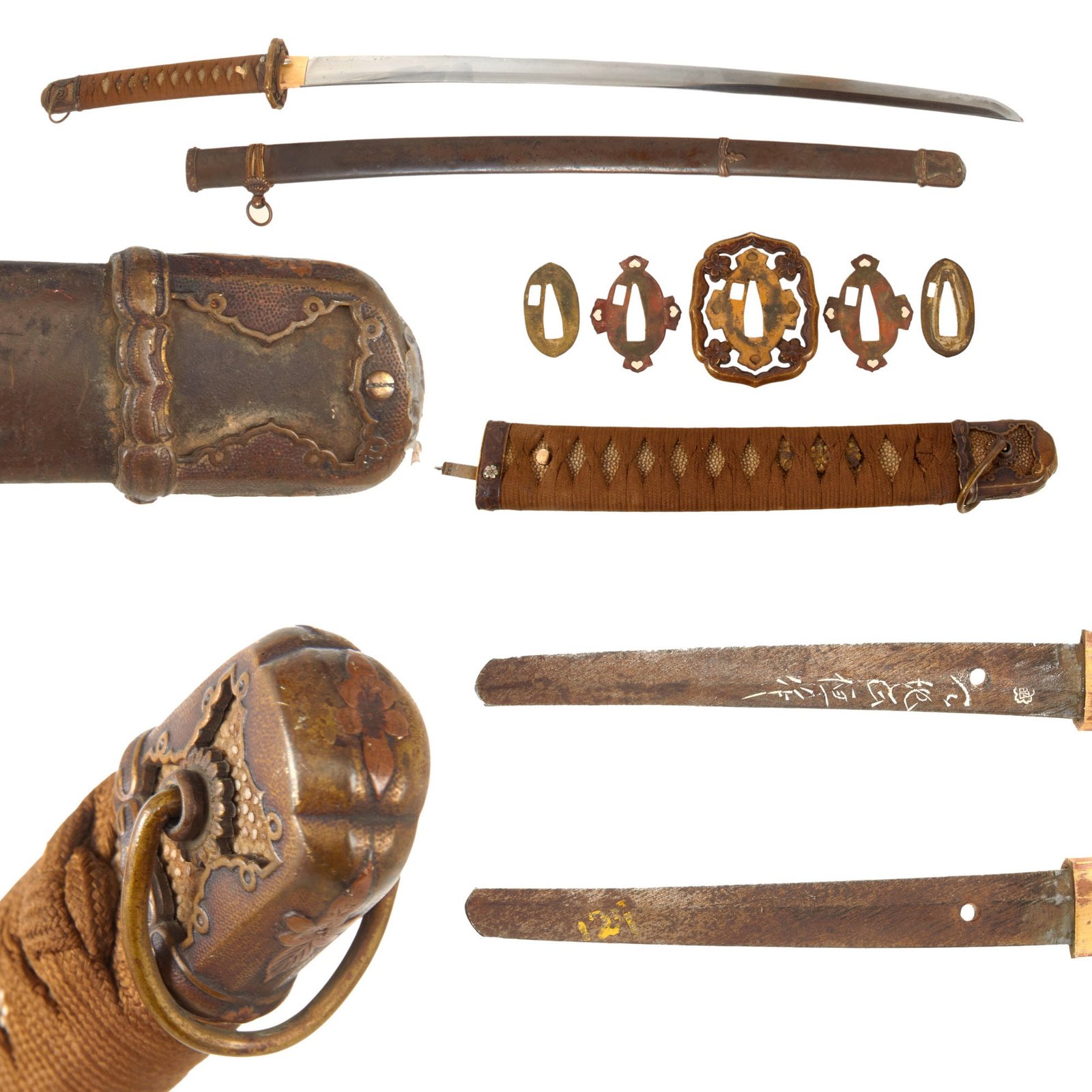 Original Japanese WWII Type 98 Shin-Gunto Katana Sword by AMACHI MASATSUNE with Steel Scabbard - YASAKUNI Steel Blade