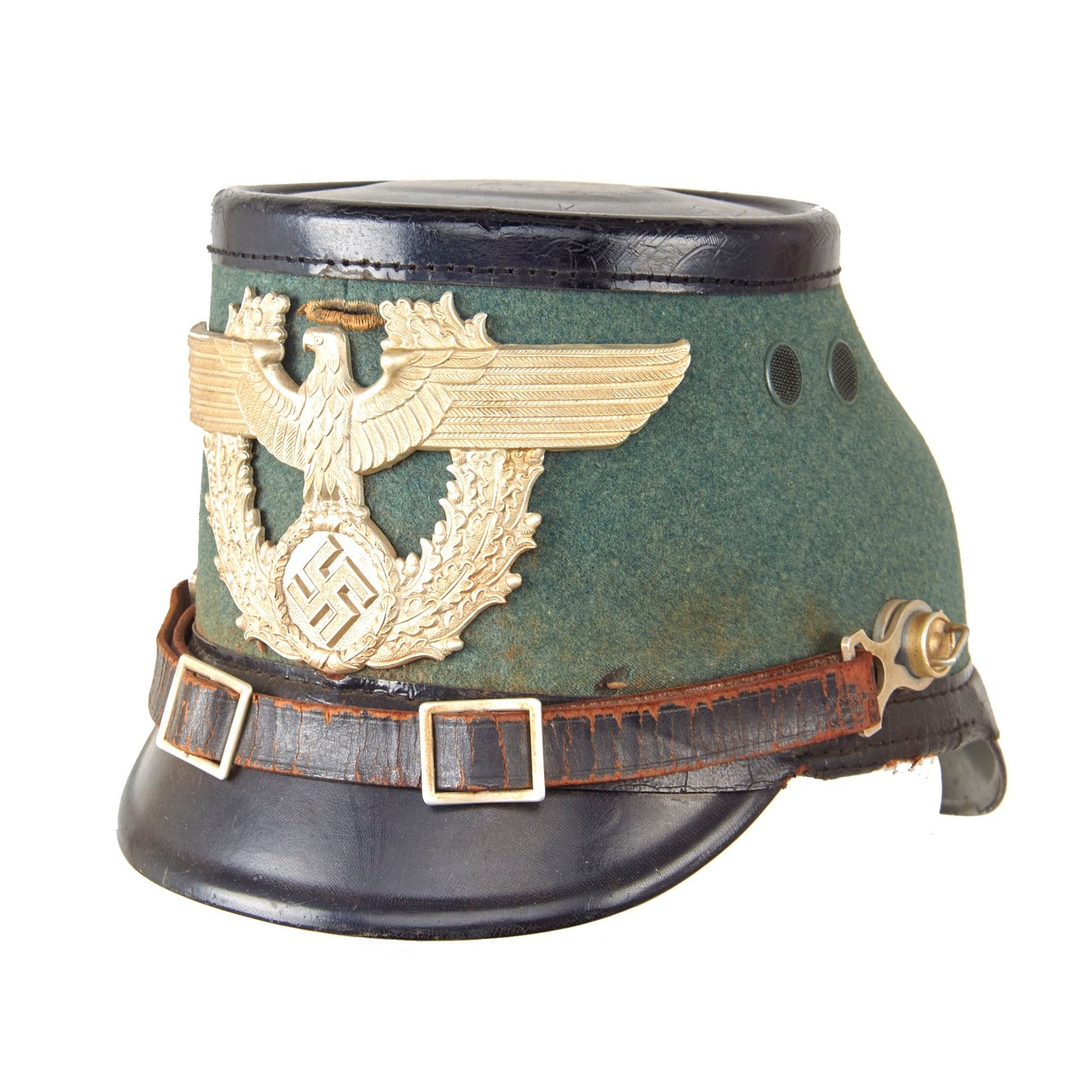 Buy Original German WWII 1937 Dated Late Pattern Metropolitan Police Shako by EREL - Size 56 ½ - Missing Cockade | Original Firearms Antique For Sale