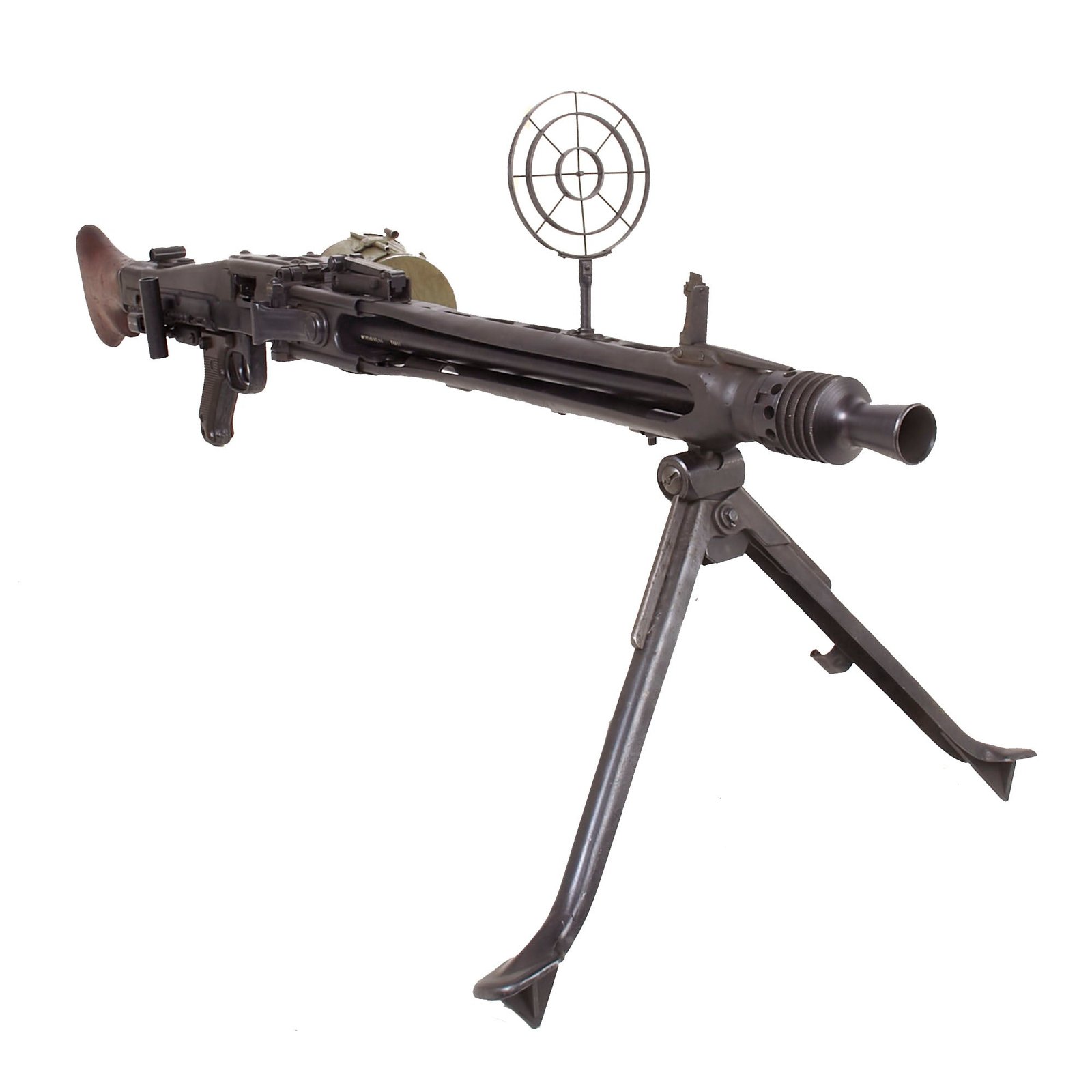 Buy Original German WWII MG 42 Display Machine Gun by Gustloff-Werke with Anti-Aircraft Spider Sight and Basket Belt Drum - Made in 1944 | Original Firearms Antique For Sale
