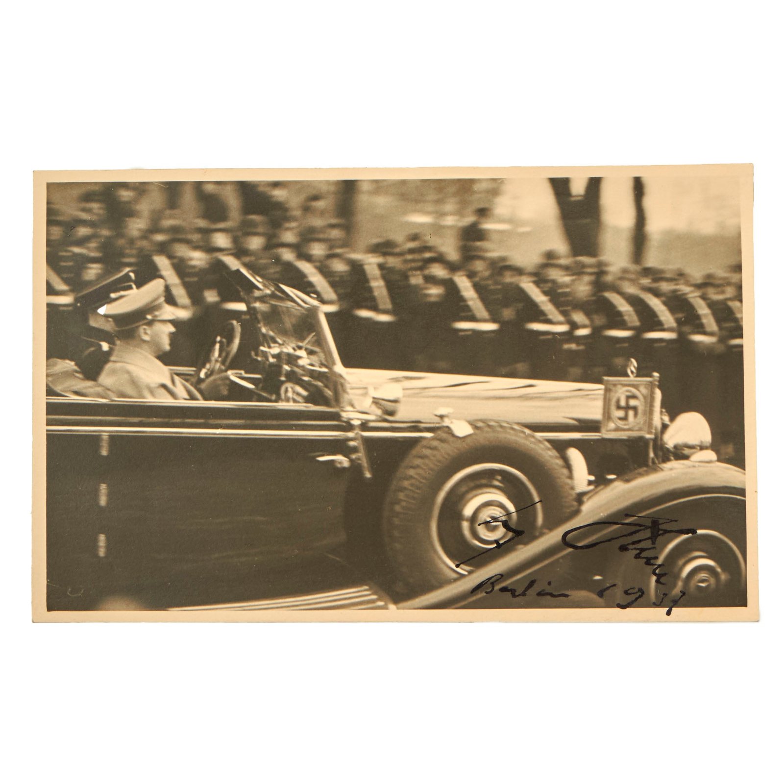 Buy Original German WWII 1937 Dated and Signed Photograph Postcard of Der Führer in Automobile from January 30, 1937 - Day of Annual Reichstag Address | Original Firearms Antique For Sale