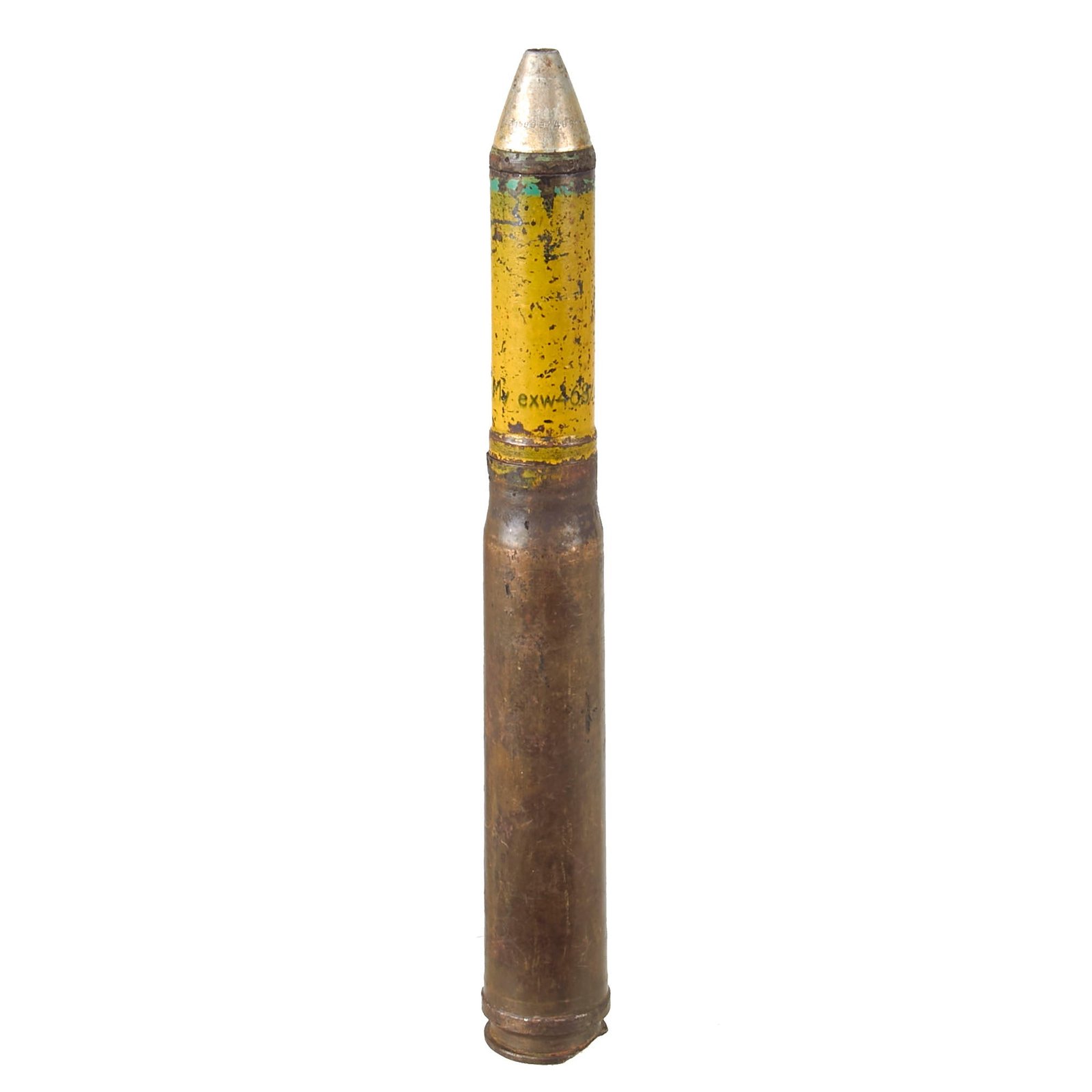 Buy Original German WWII Inert 30mm High Explosive Round by Metallwerke GmbH, Holleischen Kreis Meis - Dated 1944 | Original Firearms Antique For Sale