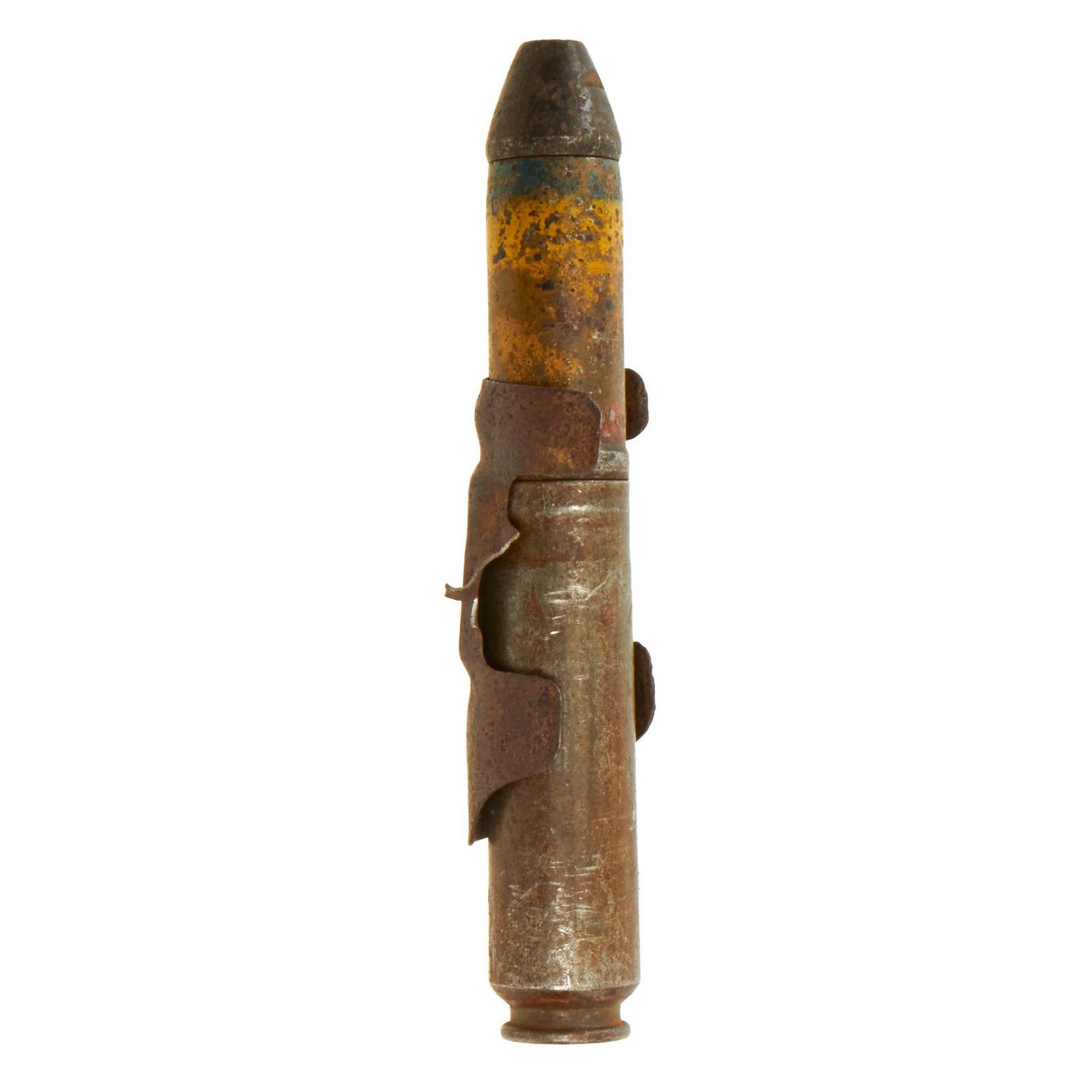 Buy Original German WWII Inert 20mm MG 151 Aircraft Autocannon Round with Belt Link - “2 cm Sprgr. L'spur m. Zerl.” - Tracer & Self Destructor | Original Firearms Antique For Sale
