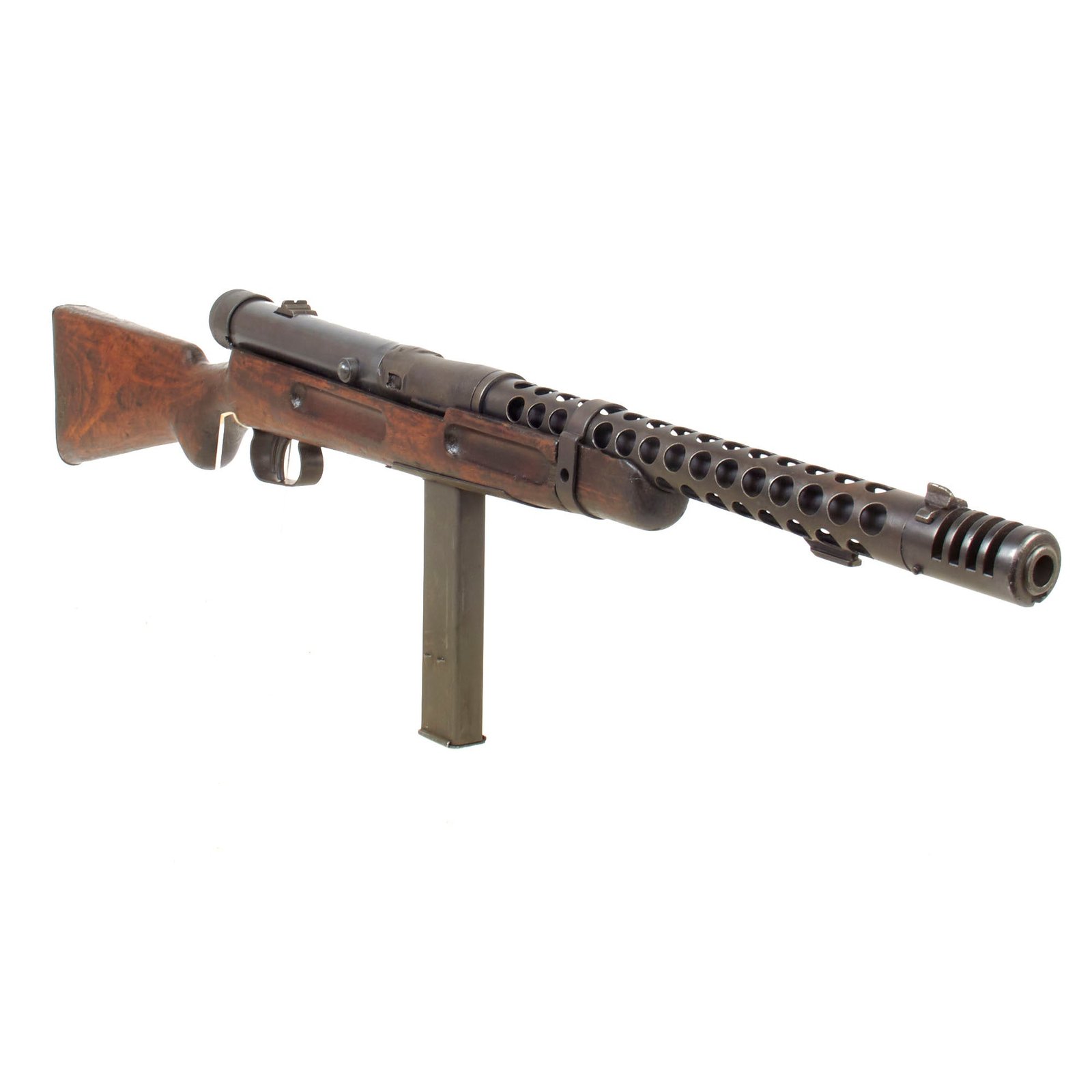Original WWII Italian Beretta MP38A SMG with Ventilated Barrel Jacket, Bayonet Lug & Display Magazine