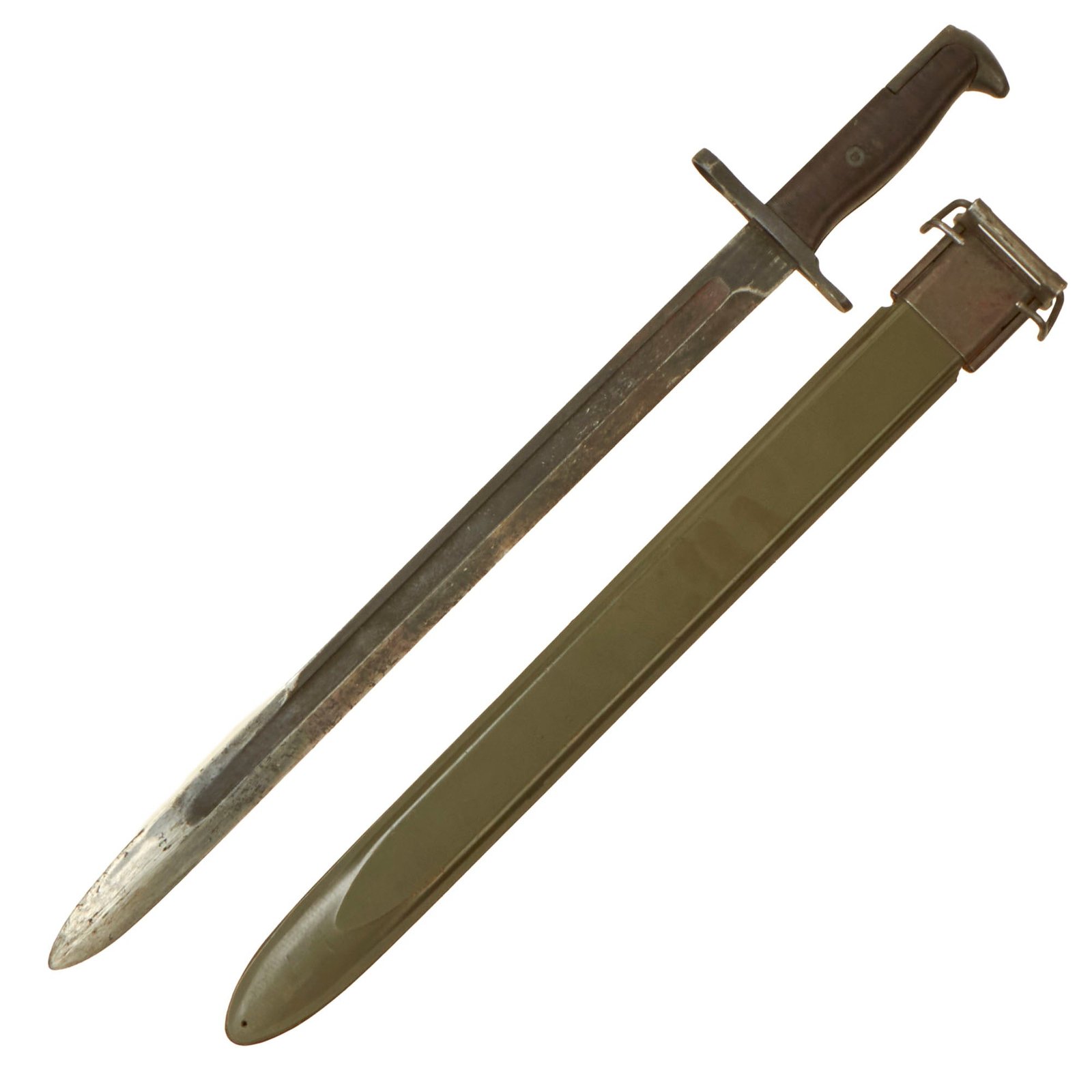 Buy Original U.S. WWII M1942 Garand 16" Bayonet by Oneida Limited with M3 Scabbard - Dated 1942 - Missing Catch | Original Firearms Antique For Sale