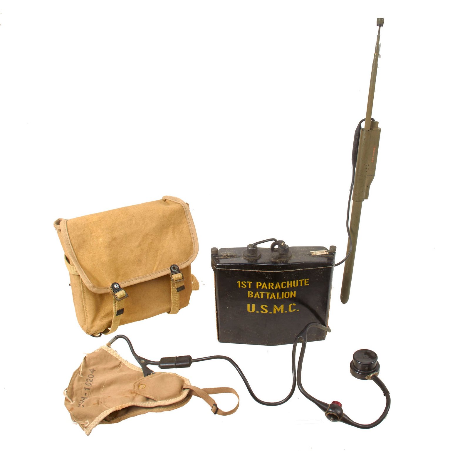 Buy Original U.S. WWII Marine Paratrooper MAB Portable and Mobile Transmitter Radio with Replicated Markings - The Para-Talkie | Original Firearms Antique For Sale