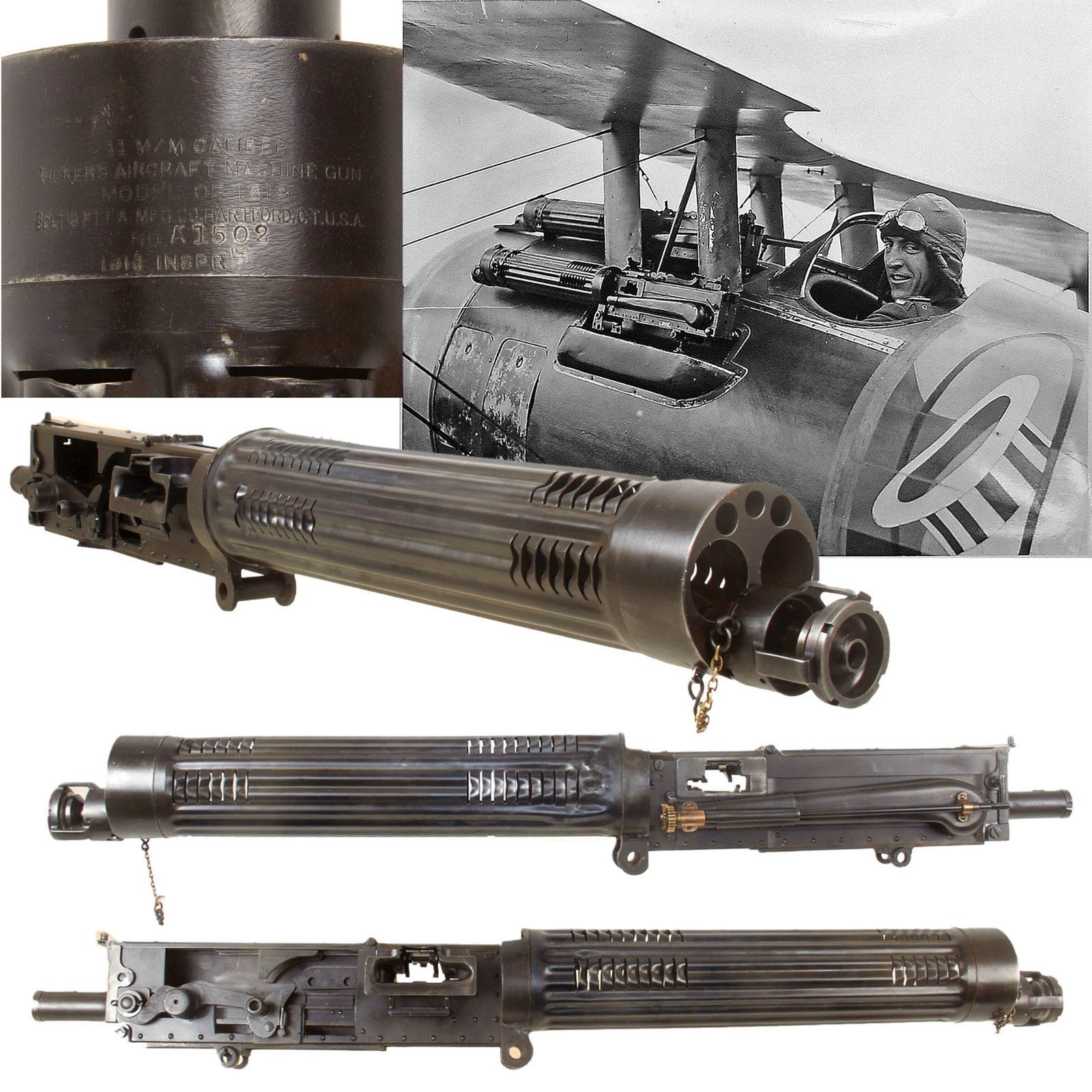 Buy Original U.S. WWI Model 1918 Colt Vickers Aircraft Display Machine Gun Serial A 1502 with Synchronizing Gear - Balloon Buster | Original Firearms Antique For Sale