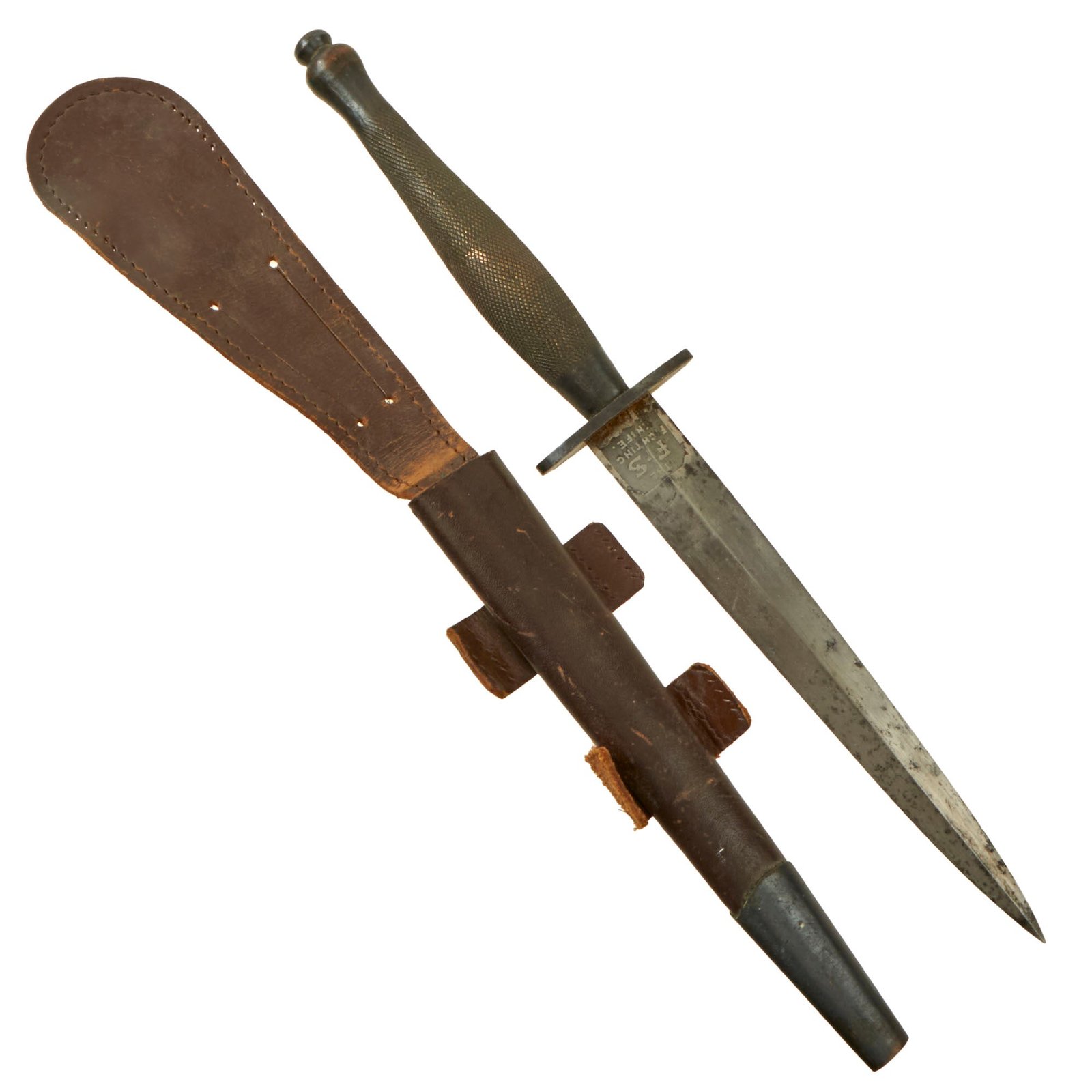 Buy Original British WWII Second Pattern Fairbairn-Sykes Fighting Knife Blade-Marked by Wilkinson with Sheath | Original Firearms Antique For Sale