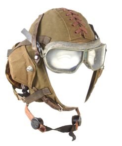 Original Czech Post-WWII Czechoslovak Air Force Flight Helmet with Oxygen Mask, Avionics, & Flight Goggles - Size 58