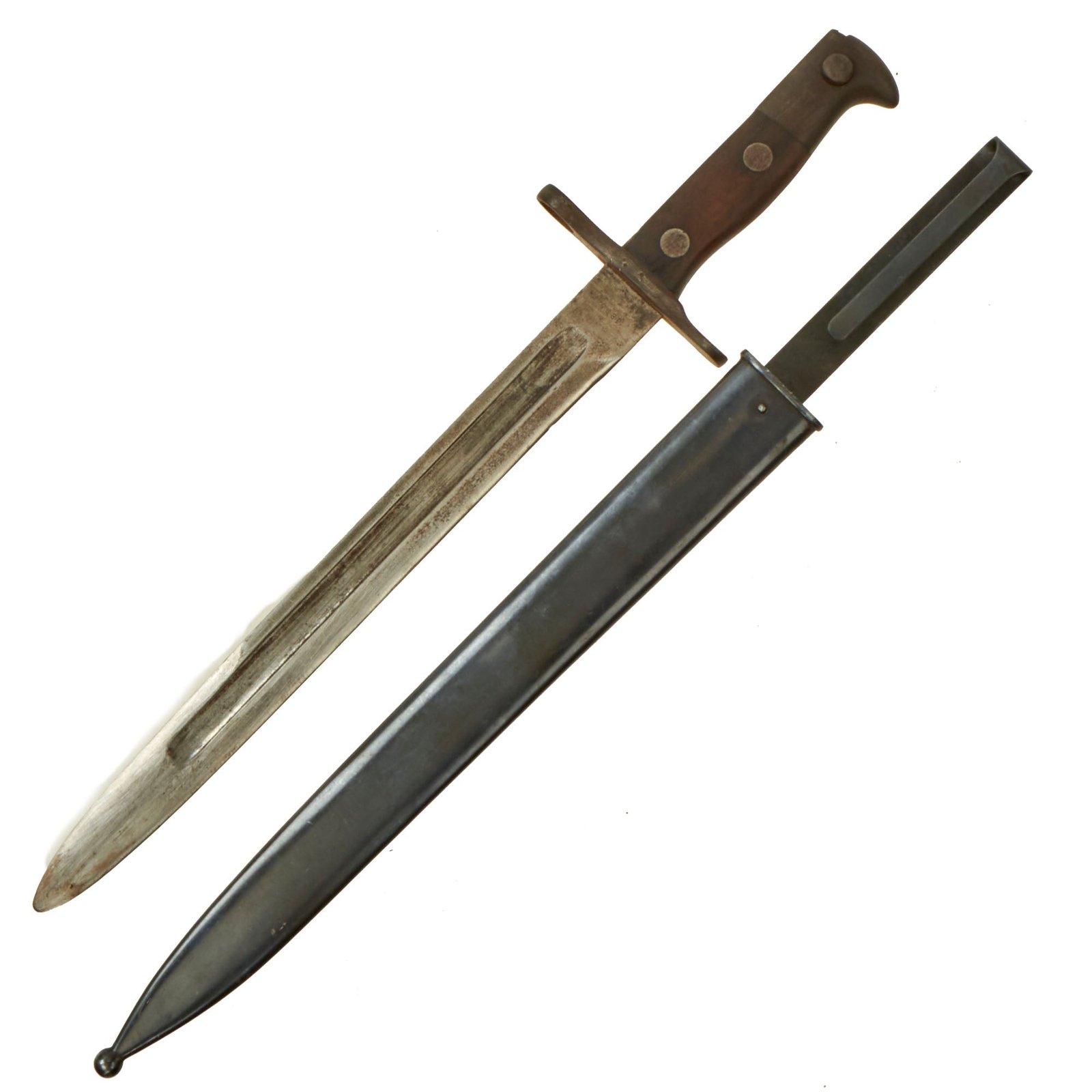 Original U.S. Spanish American War Model 1892 Krag Rifle Bayonet and First Pattern Scabbard - Dated 1895