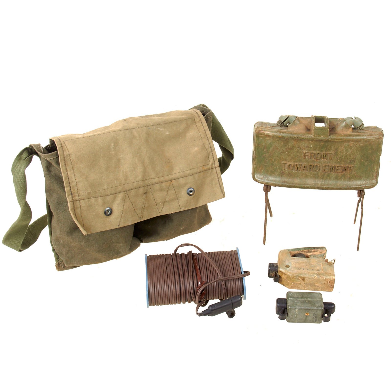 Original U.S. Vietnam War Complete M68 Claymore Mine Training Kit with Canvas Carry Bag - Inert
