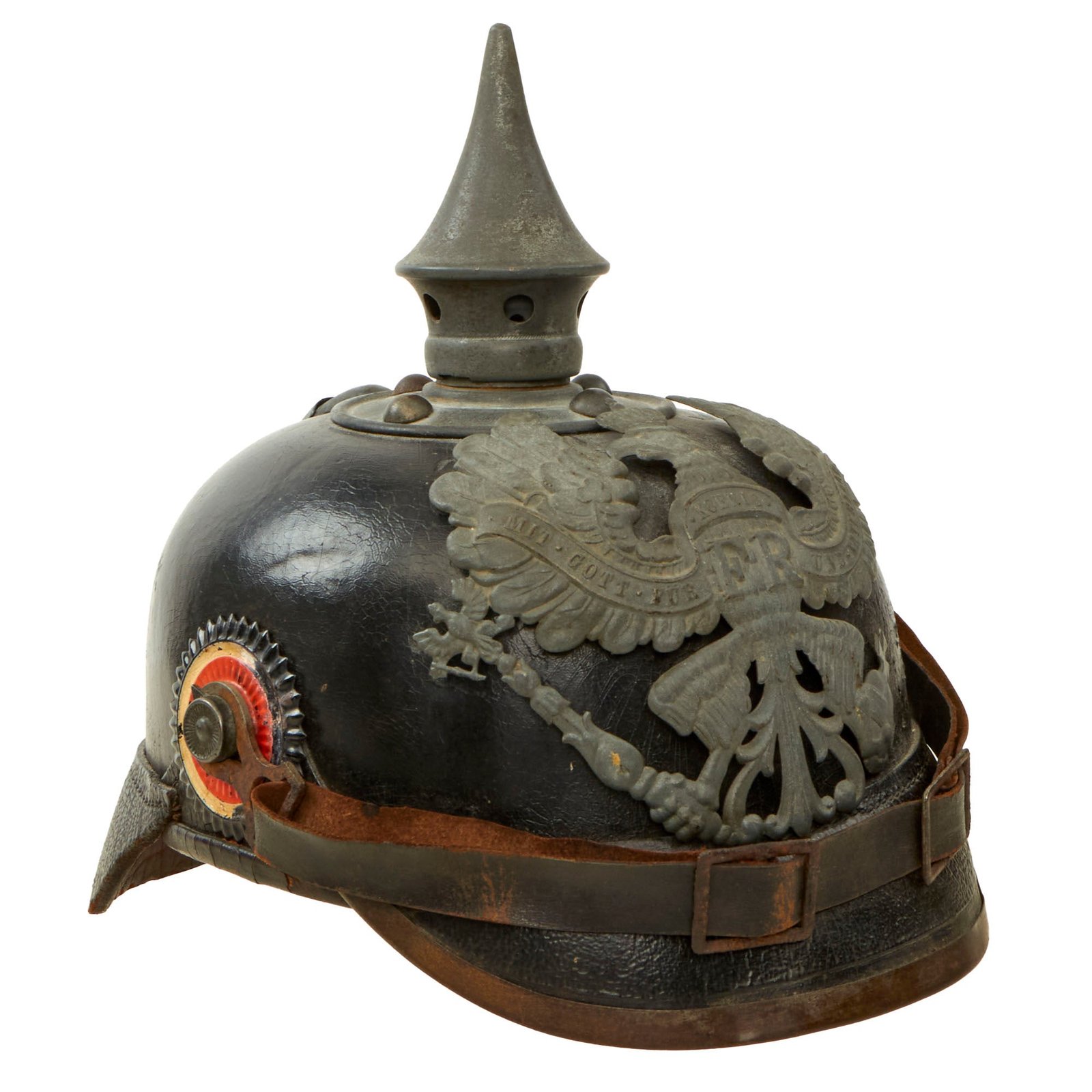 Buy Original Imperial German WWI Complete Unit-Marked Prussian EM/NCO Infantry M1915 Pickelhaube Spiked Helmet - 138th Infantry Regiment | Original Firearms Antique For Sale