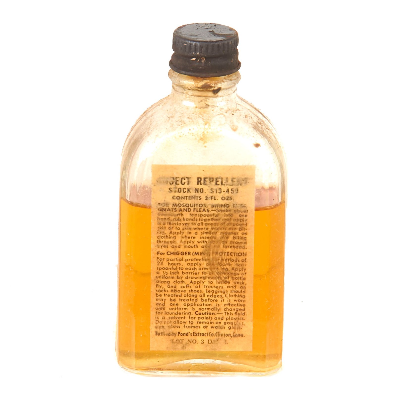 Buy Original U.S. WWII Bottle of Insect Repellent from 1944-Dated U.S. Navy Crate by Pond’s Extract Co. | Original Firearms Antique For Sale