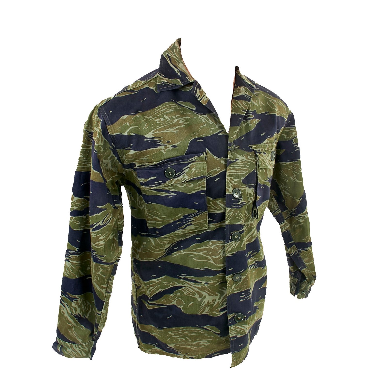 Buy Original Vietnam War U.S. Special Forces Tiger Stripe Tadpole Camouflage Fatigue Uniform Shirt | Original Firearms Antique For Sale