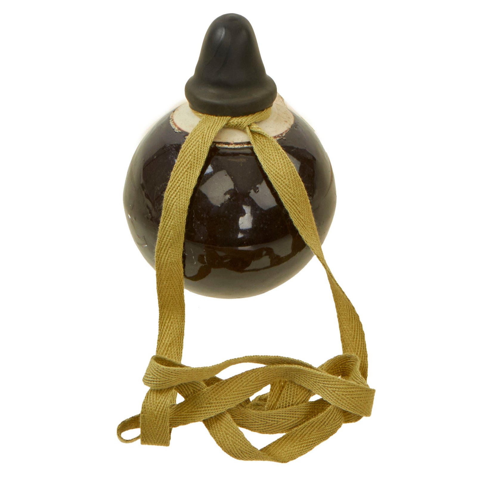 Buy Original Japanese WWII Type 4 Ceramic Inert Hand Grenade in Glaze Brown with Replacement Fuze Assembly | Original Firearms Antique For Sale