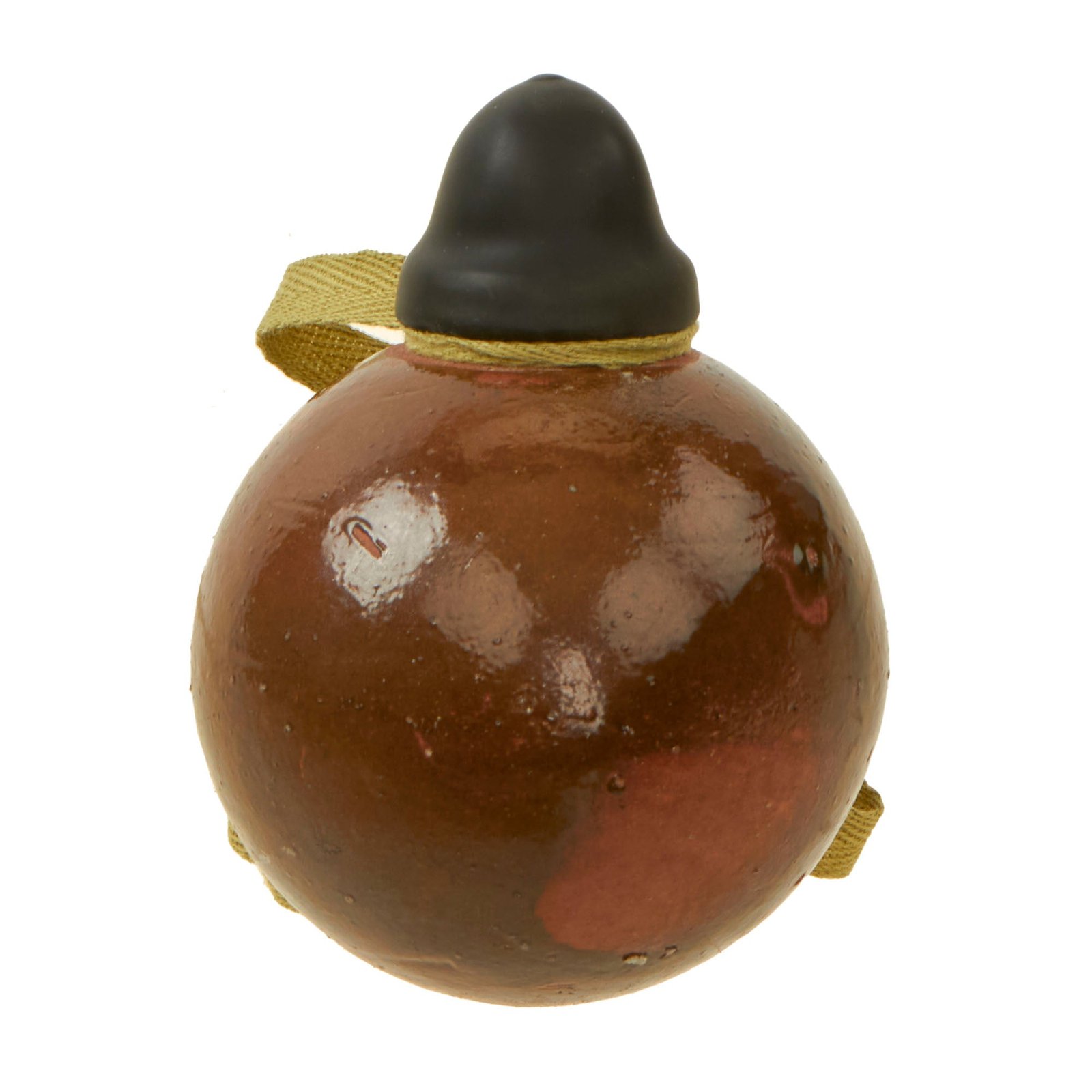 Buy Original Japanese WWII Type 4 Ceramic Inert Hand Grenade in Glaze Brown with Replacement Fuze Assembly | Original Firearms Antique For Sale