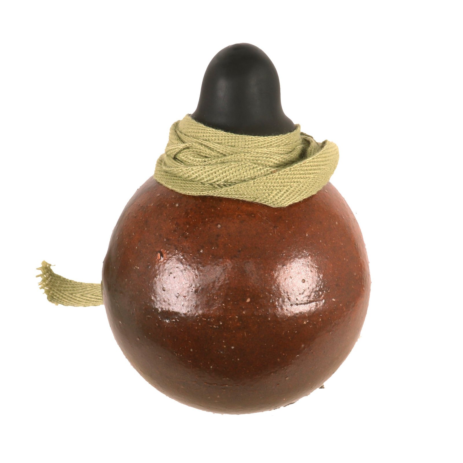 Buy Original Japanese WWII Type 4 Ceramic Inert Hand Grenade in Glaze Brown with Replacement Fuze Assembly | Original Firearms Antique For Sale