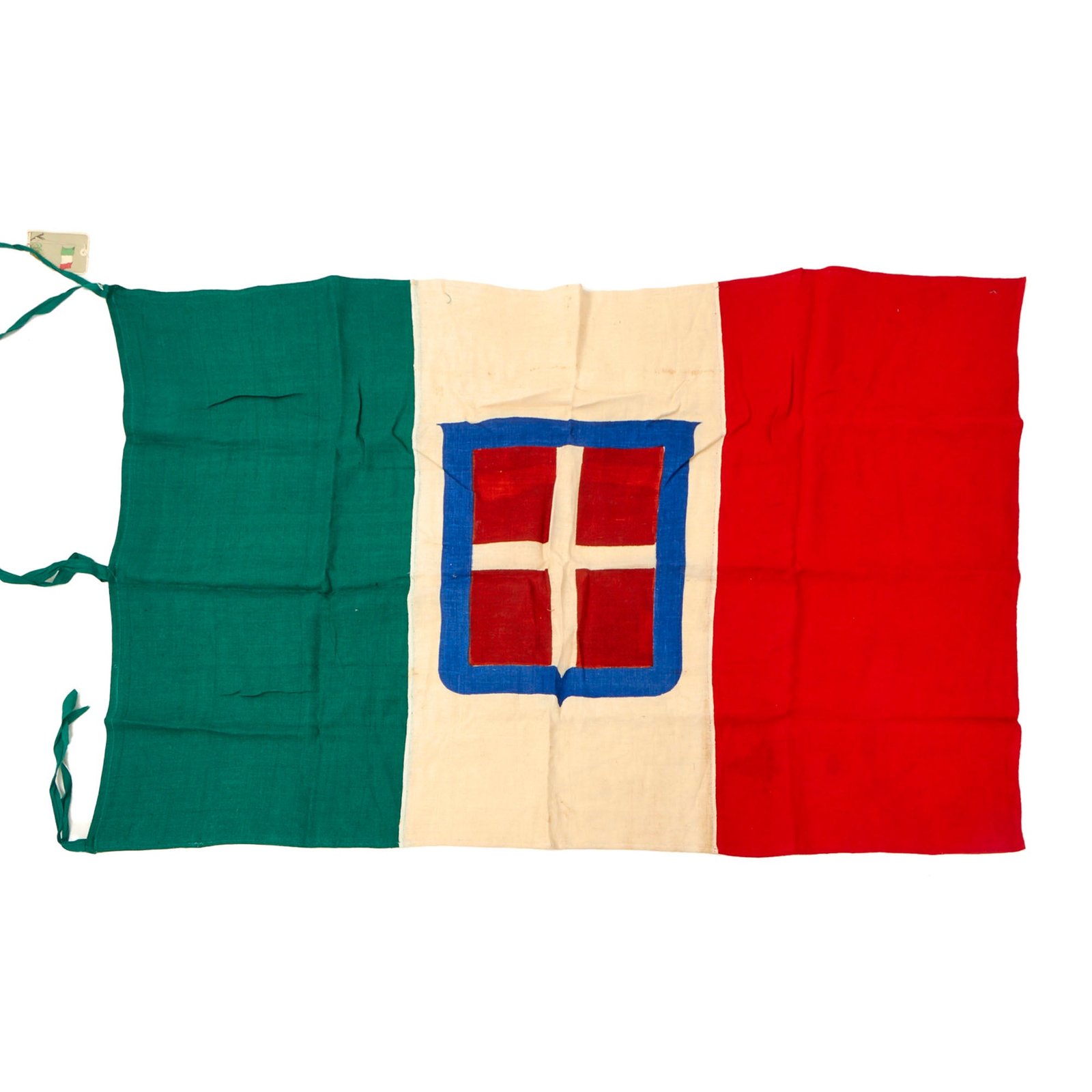 Buy Original Italian WWII Tremendous Kingdom of Italy Flag with Original Paper Hang Tag - 31 x 47” | Original Firearms Antique For Sale