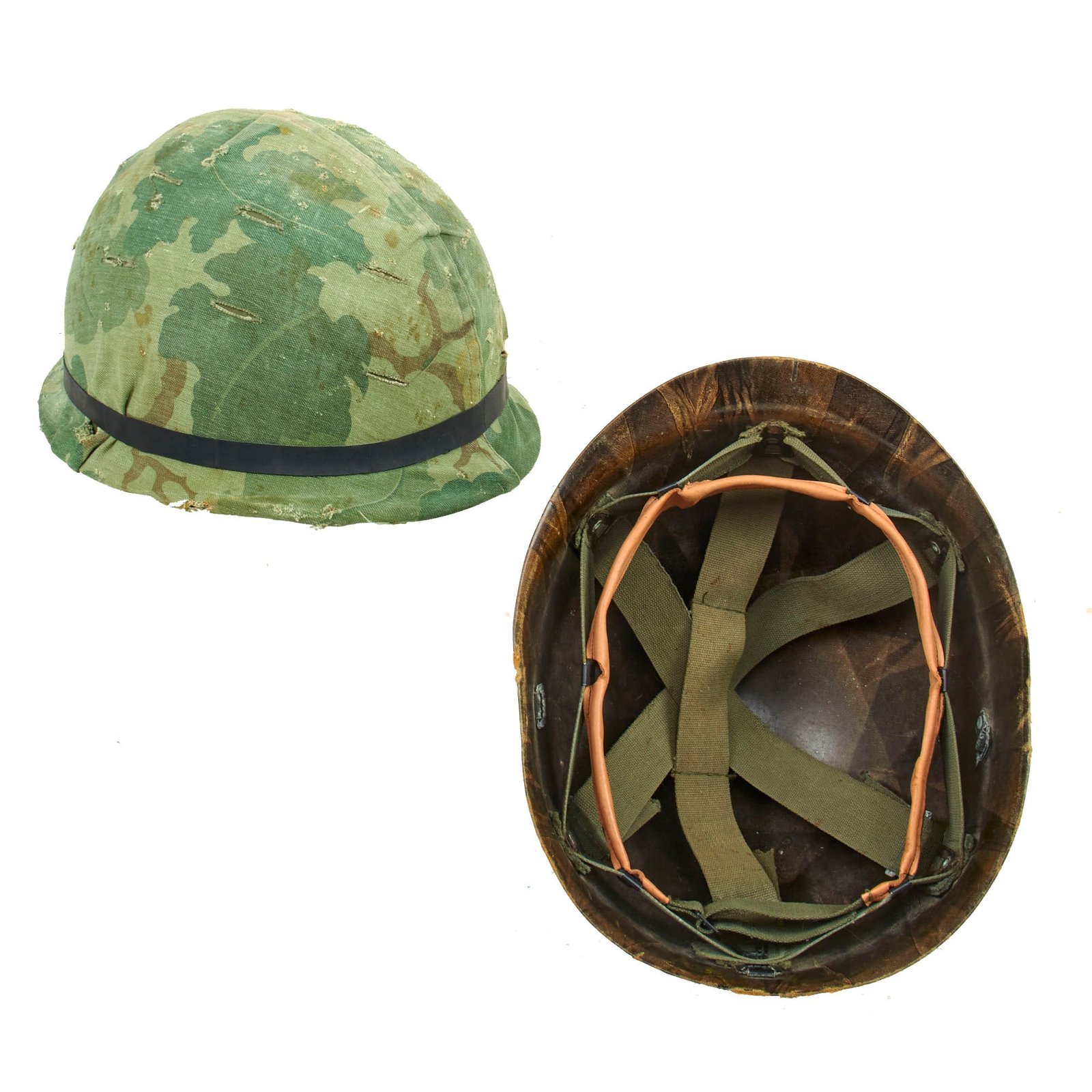 Buy Original U.S. Vietnam War USMC M1 Helmet With Mitchell Pattern Camouflage Helmet Cover, M-151 "Mutt" Inner Tube Band and Liner | Original Firearms Antique For Sale