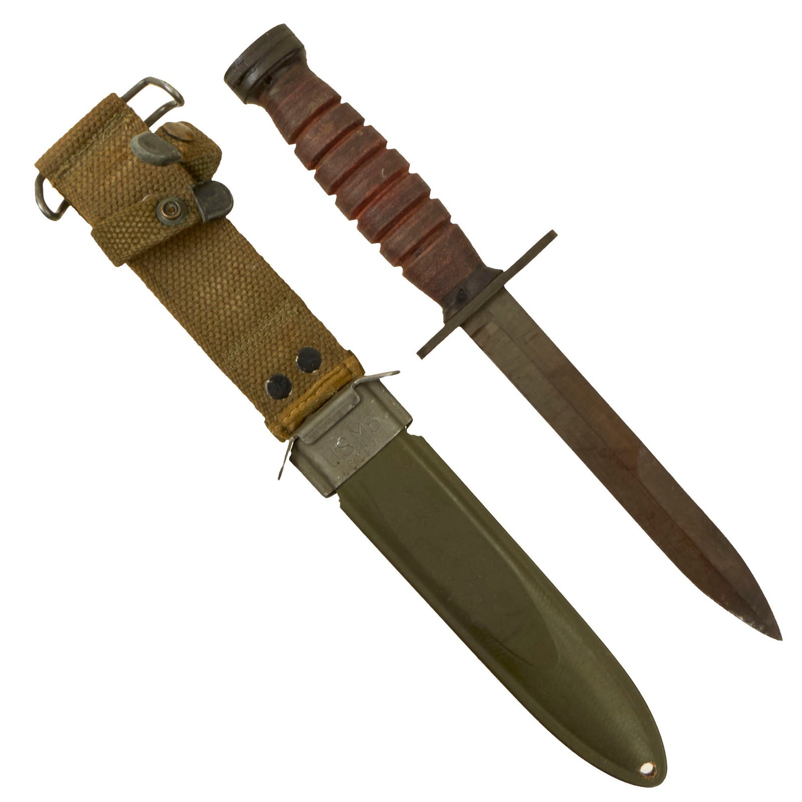 Buy Original U.S. WWII M4 Bayonet for the M1 Carbine by IMPERIAL with M8 Scabbard by B.M. Co | Original Firearms Antique For Sale