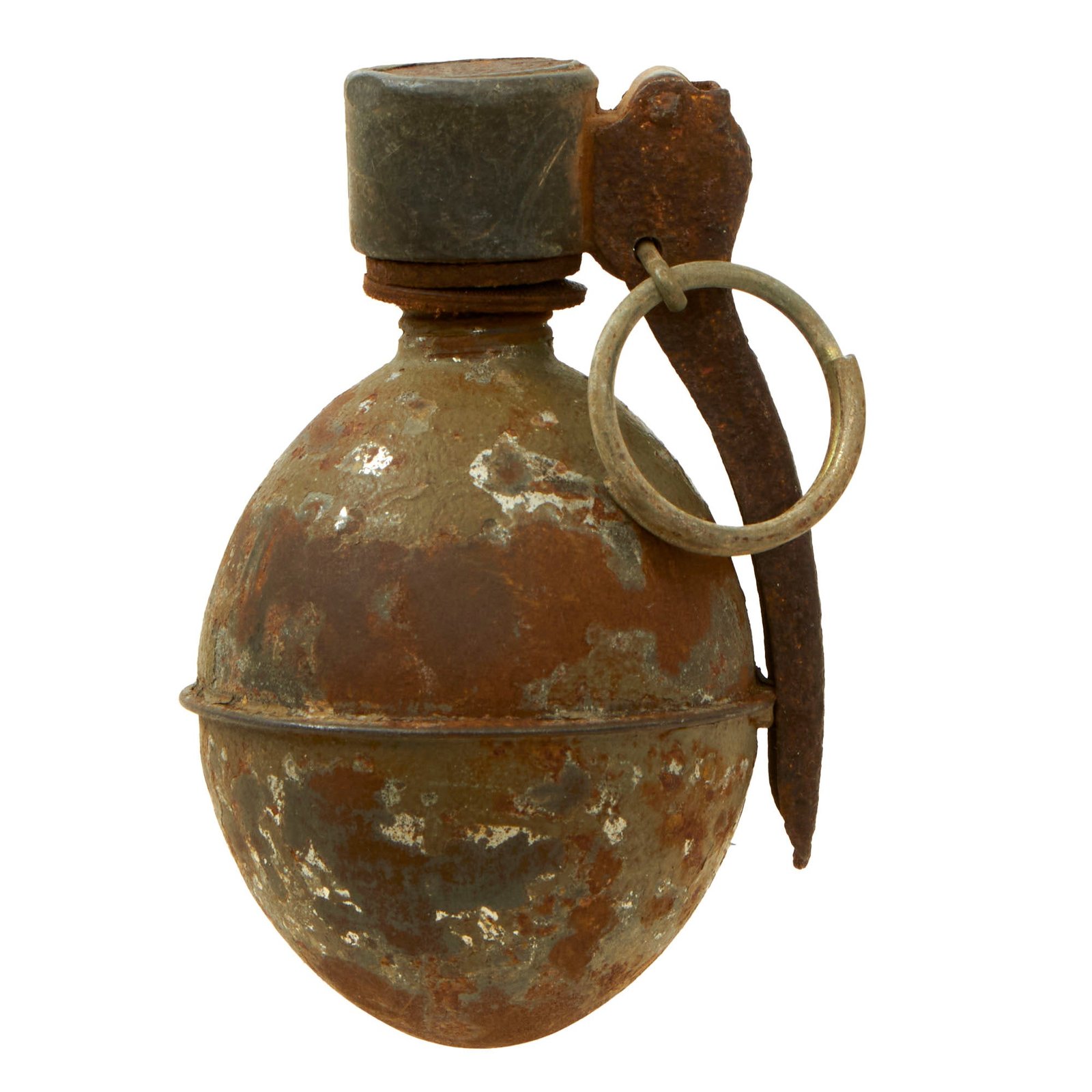 Buy Original French WWI Model 1914 OF1 Egg Hand Grenade with MLE 1935 Fuse - Inert | Original Firearms Antique For Sale