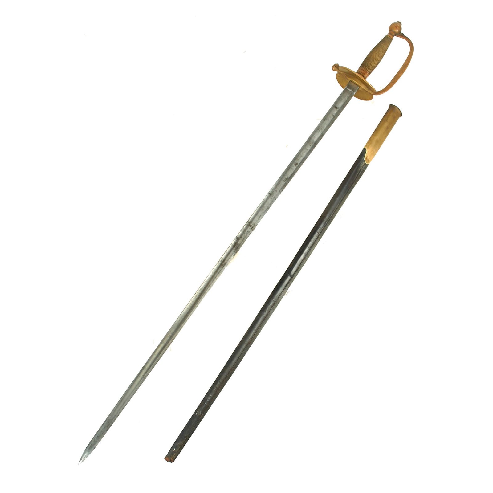 Buy Original U.S. Civil War M-1840 Army NCO Sword by Ames Mfg. Co. with Partial Brass & Leather Scabbard - Dated 1861 | Original Firearms Antique For Sale