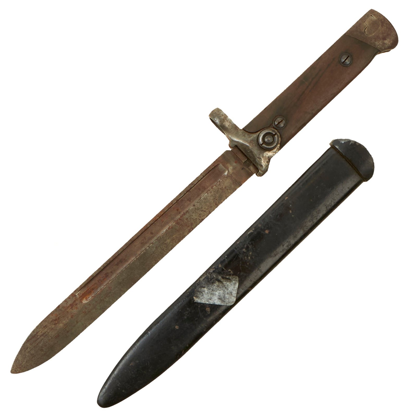 Buy Original Italian WWII M1938 Mannlicher Carcano Short Rifle Folding Bayonet with Scabbard | Original Firearms Antique For Sale